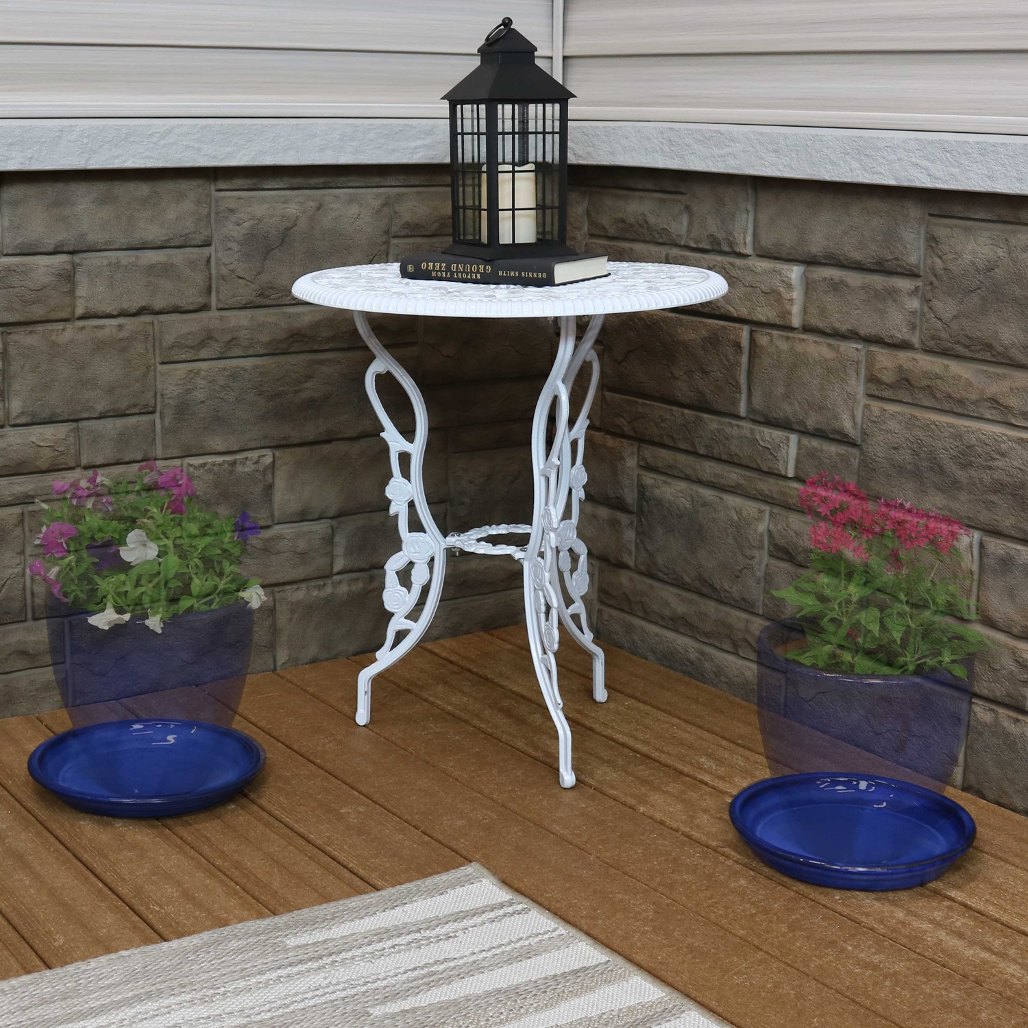 Sunnydaze 9 in Glazed Ceramic Flower Pot/Plant Saucer - Blue - Set of 2