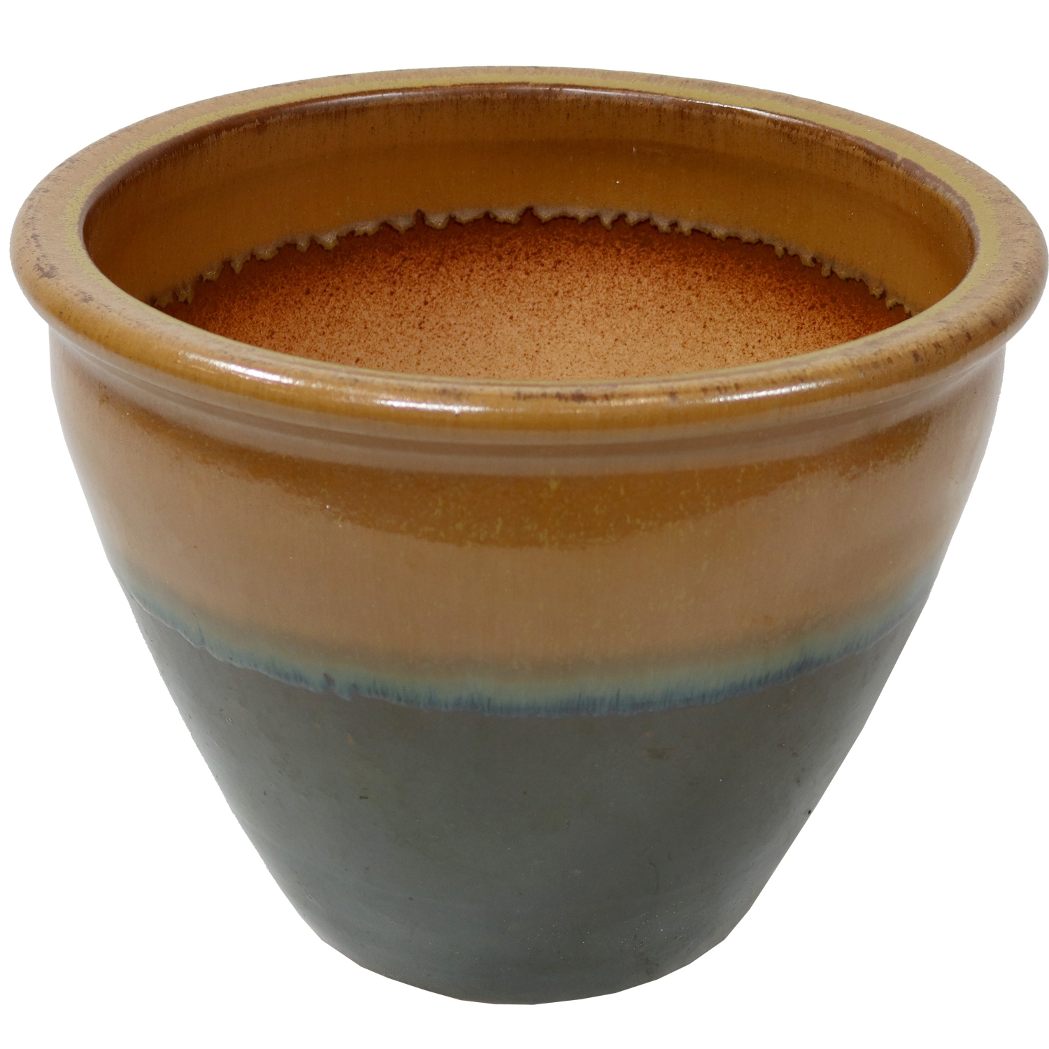 Sunnydaze 15 in Chalet High-Fired Glaze Ceramic Planter - Forest Lake Green