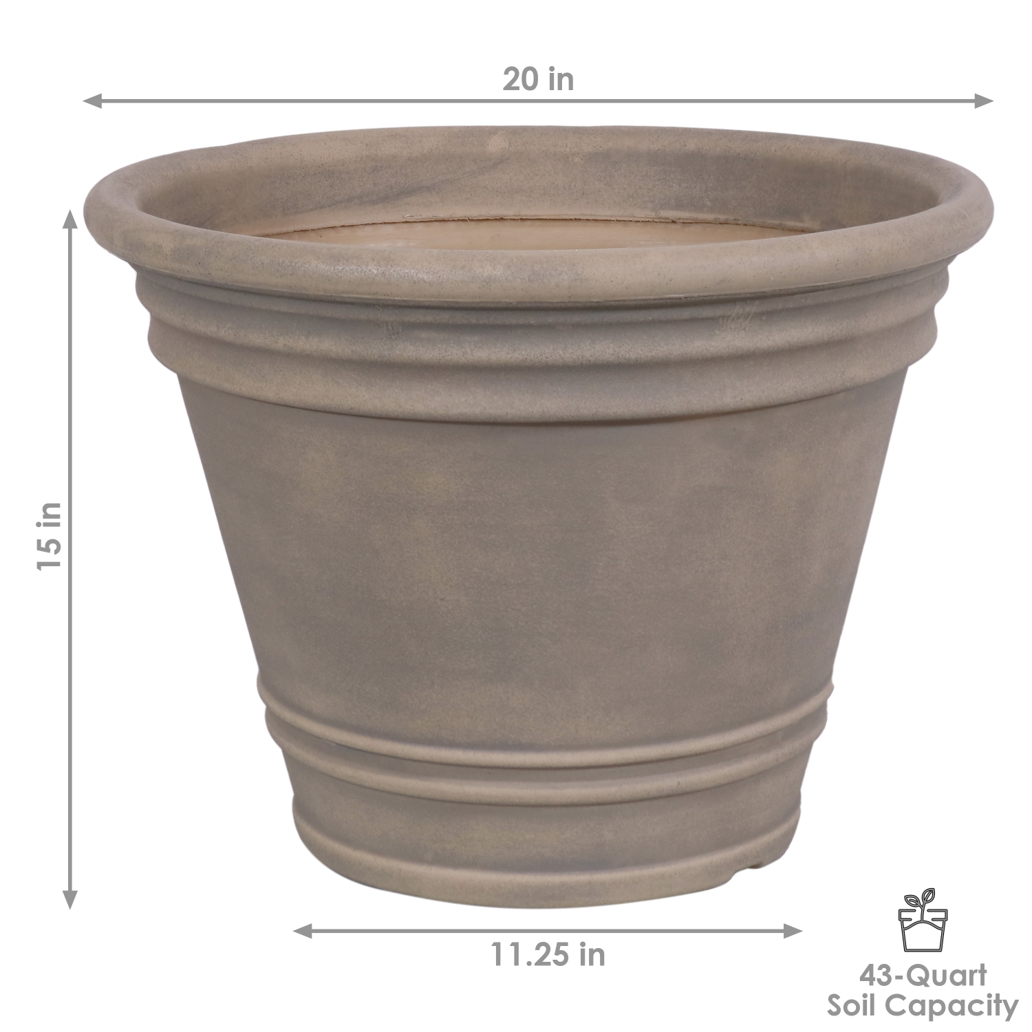 Sunnydaze 20 in Franklin Dual-Wall Polyresin Planter - Beige - Set of 4