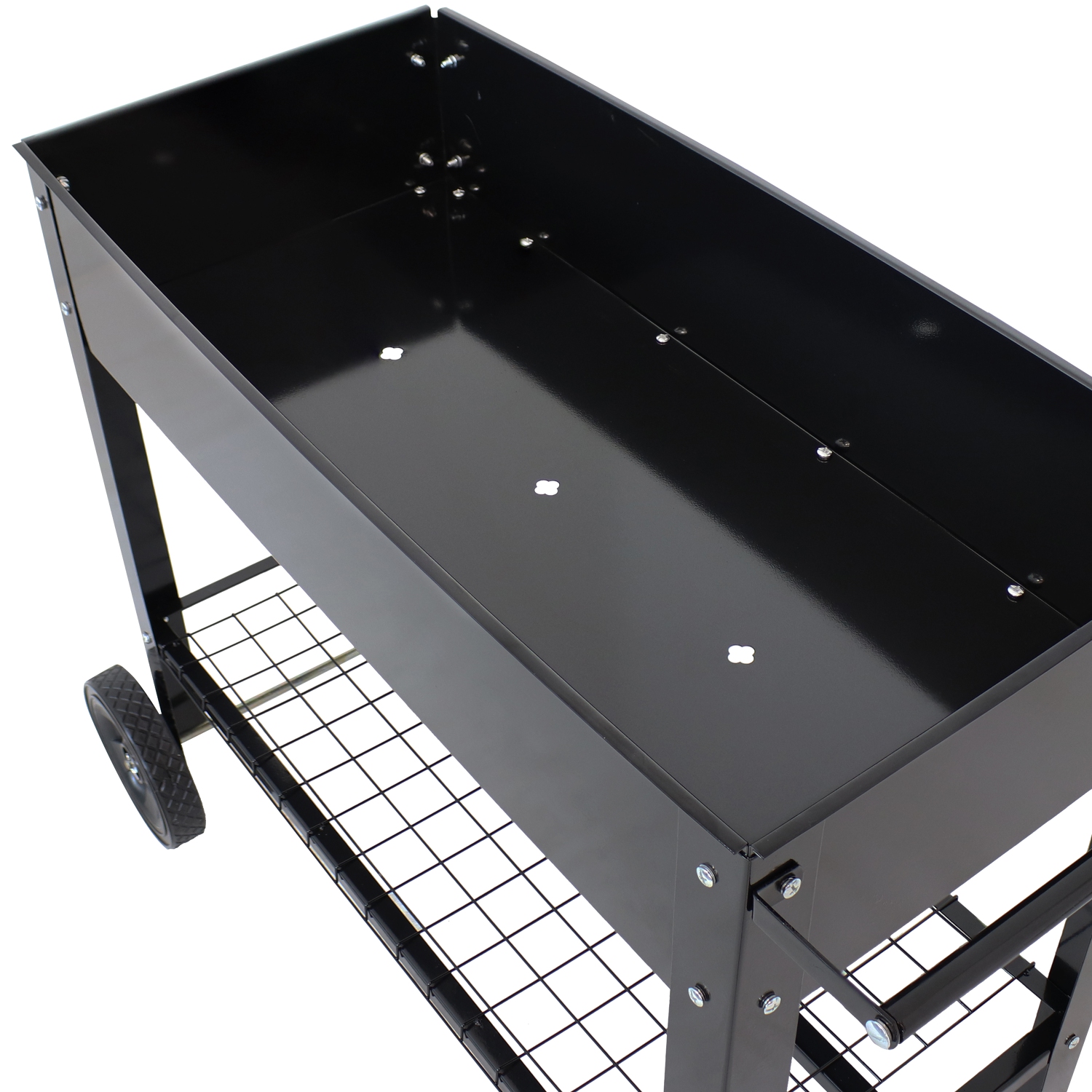 Sunnydaze 43 in Galvanized Steel Mobile Raised Garden Bed Cart - Black