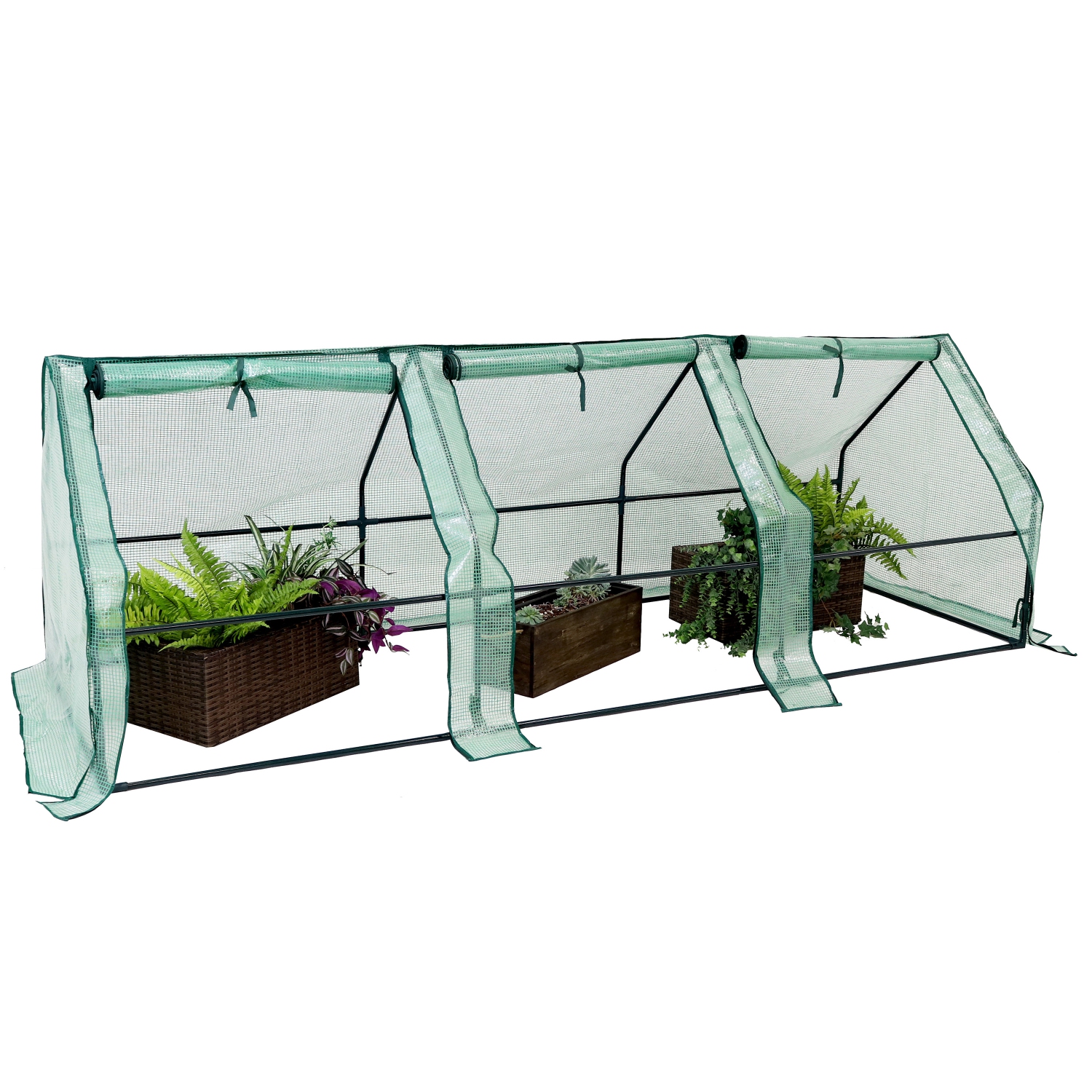 Sunnydaze Steel Plastic Cover Seed Cloche Zippered Mini Greenhouse - Green