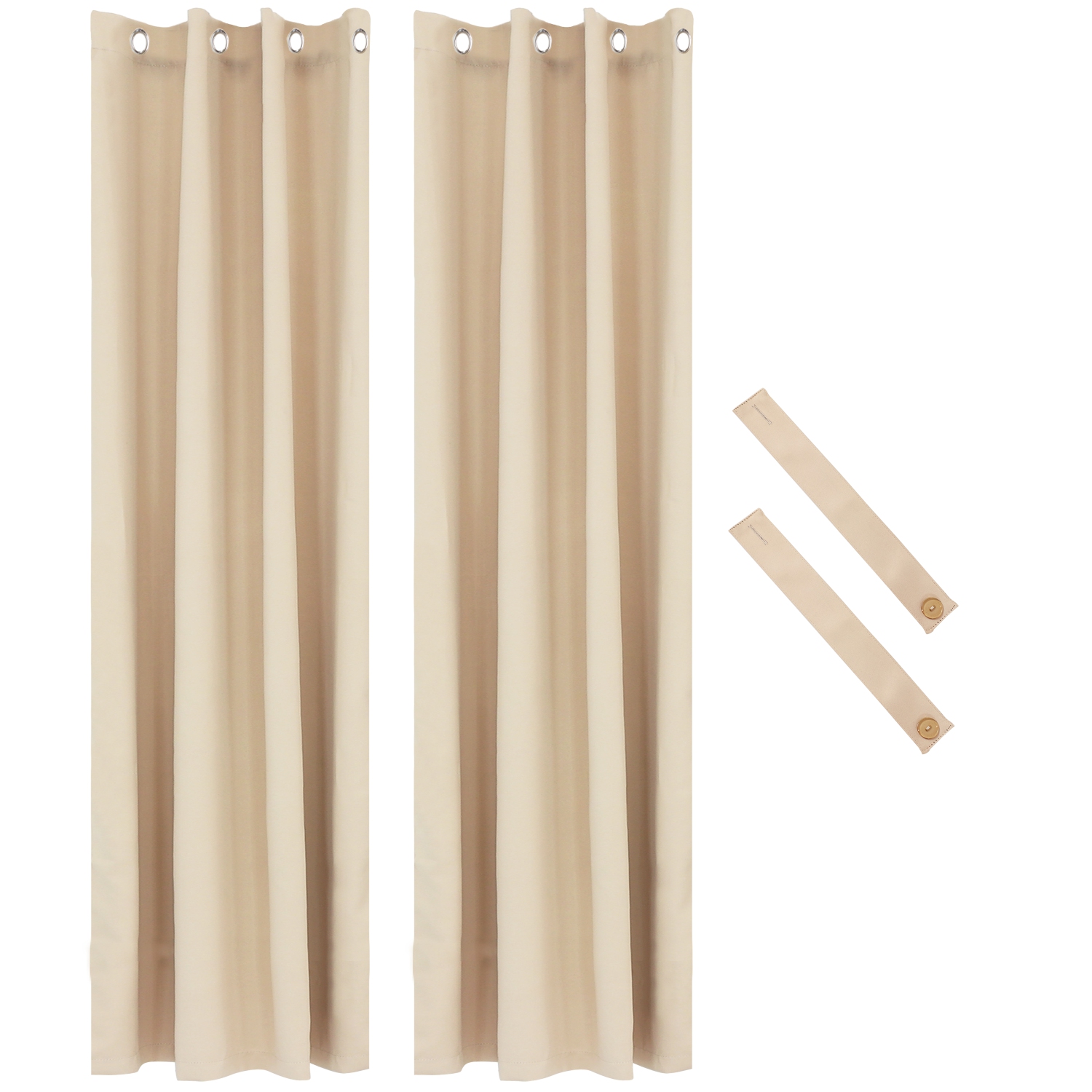 Sunnydaze Room Darkening Curtain Panel - Beige - 52 in x 108 in - Set of 2