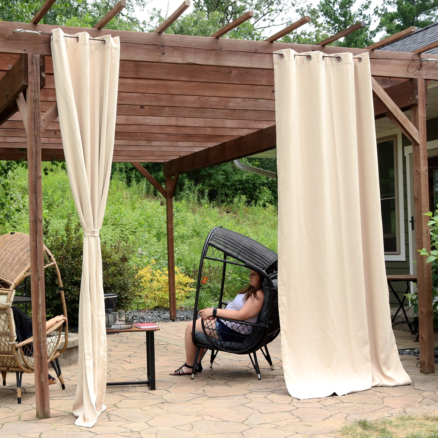 Sunnydaze Room Darkening Curtain Panel - Beige - 52 in x 120 in - Set of 2