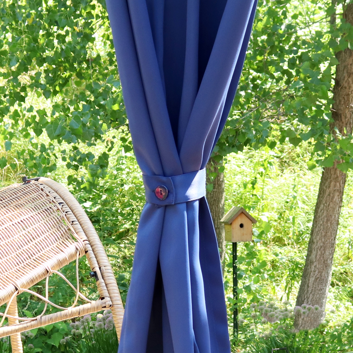 Sunnydaze Indoor/Outdoor Polyester Curtain Tiebacks - Blue - Set of 2