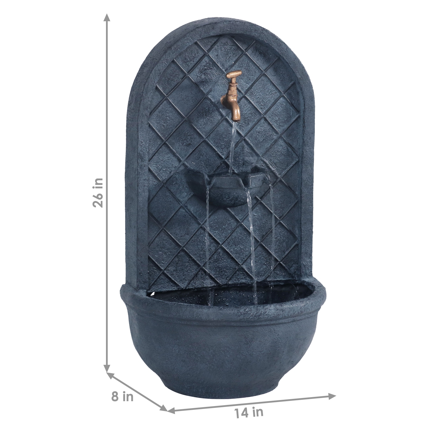 Sunnydaze Messina Polystone Outdoor Solar Wall Fountain - Lead