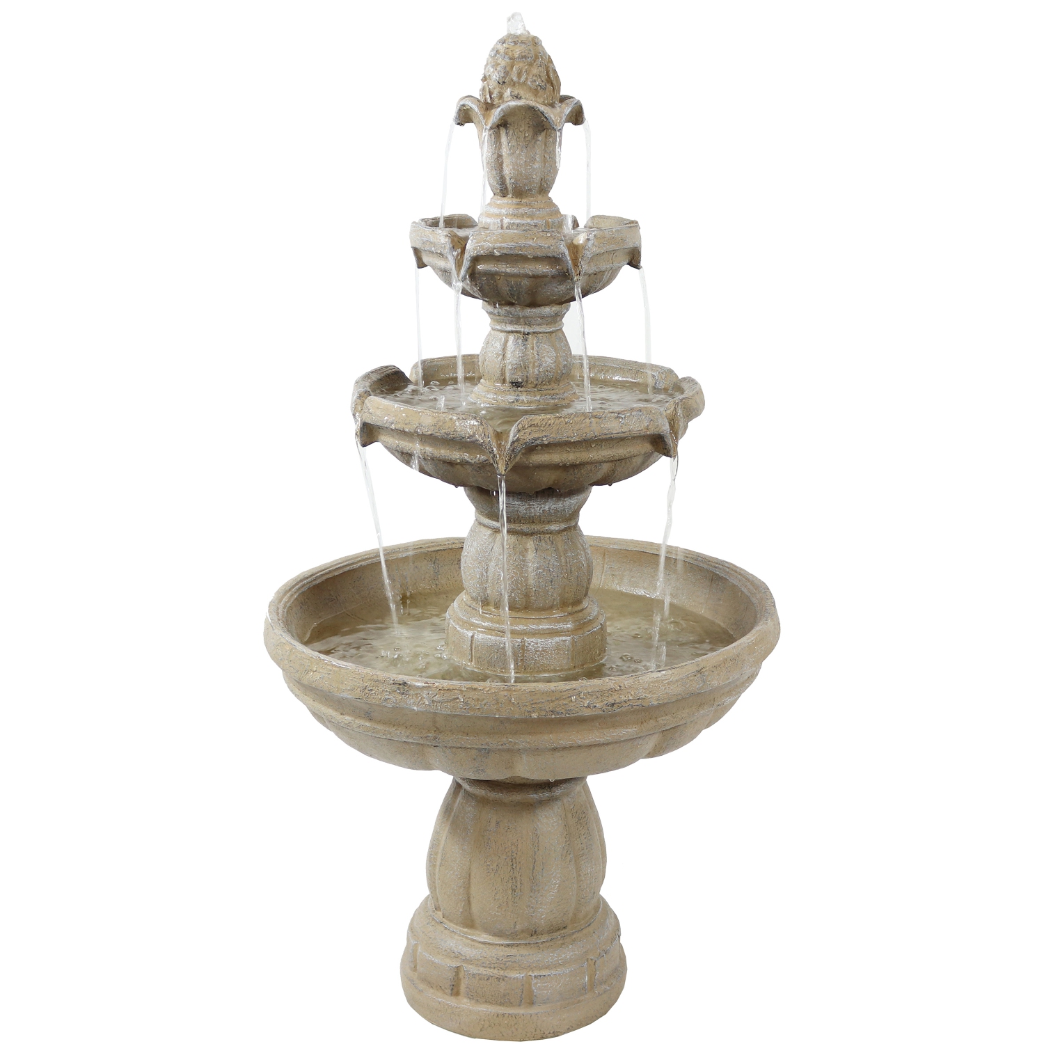 Sunnydaze Fiberglass Outdoor 3-Tier Water Fountain