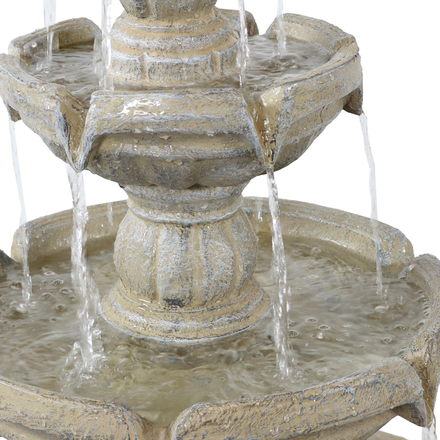 Sunnydaze Fiberglass Outdoor 3-Tier Water Fountain