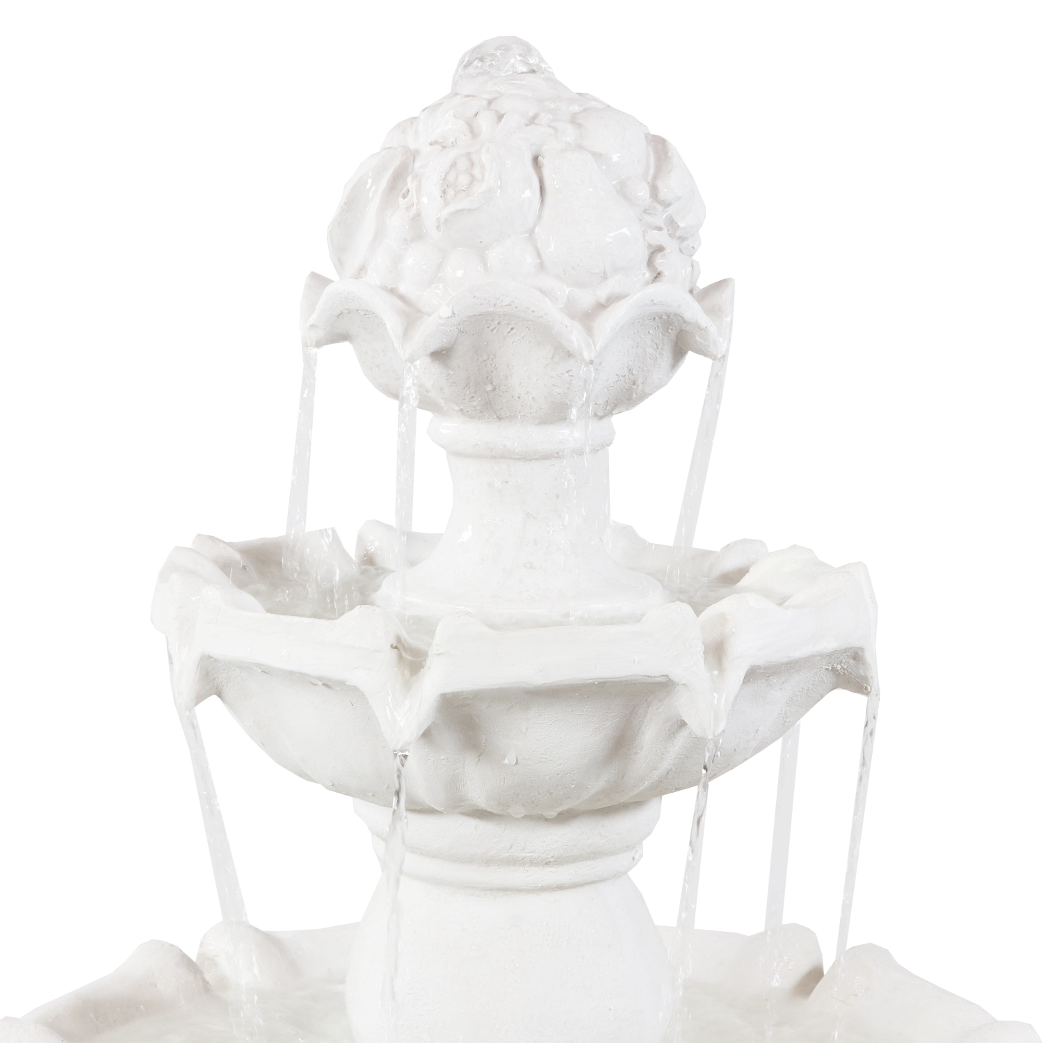 Sunnydaze – Fontaine d’eau extérieure à 3 étages avec dessus à fruits - Blanc - 52 po