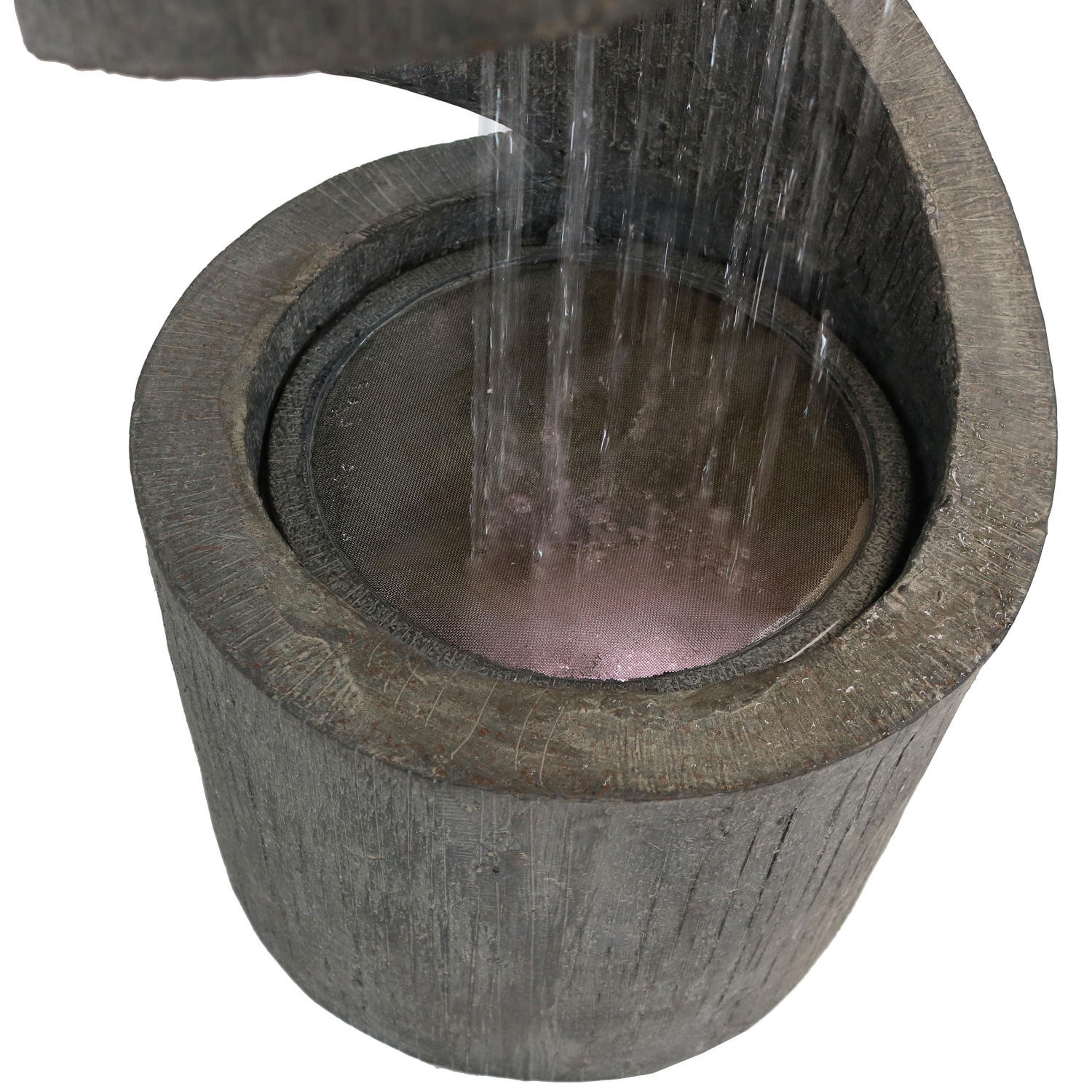 Sunnydaze Showering Spiral Outdoor Water Fountain with LED Lights - 31 in