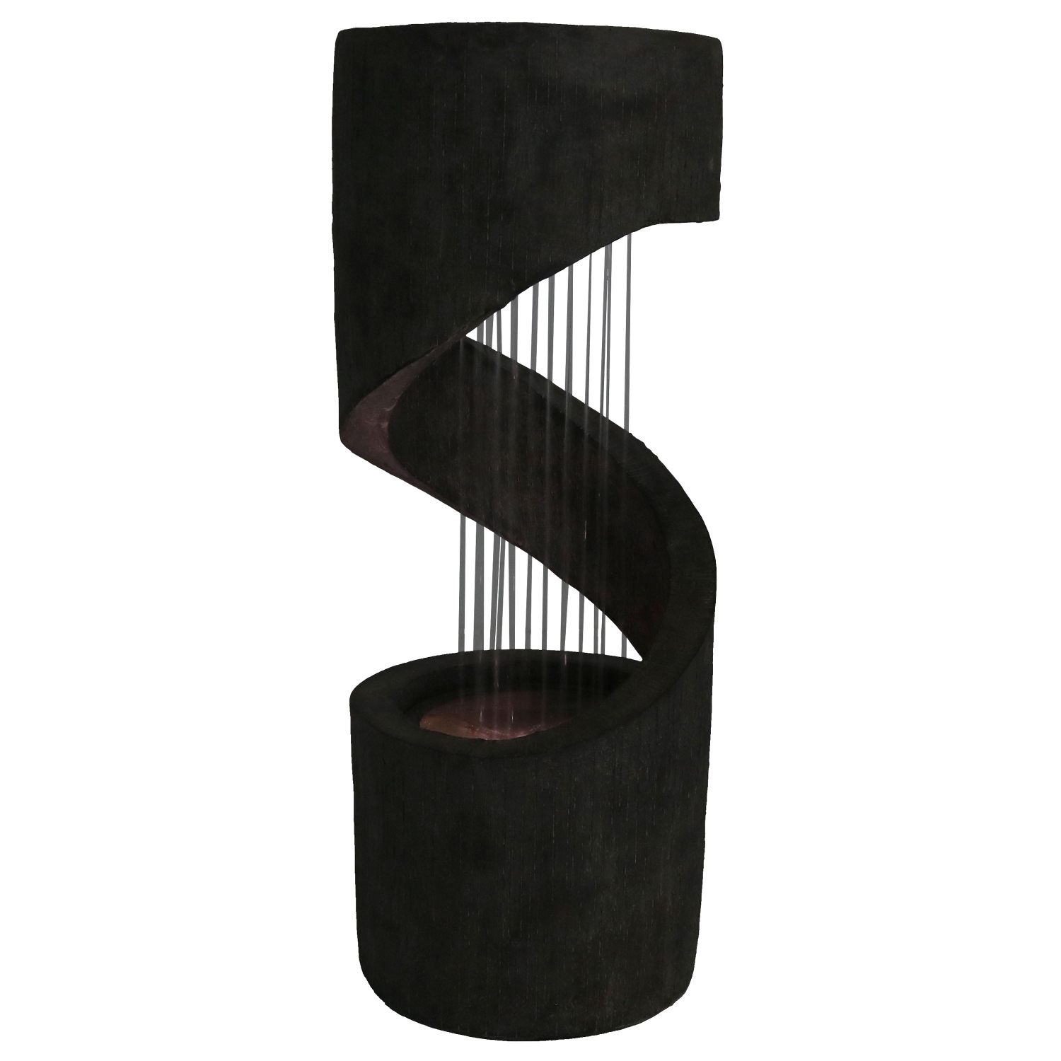 Sunnydaze Showering Spiral Outdoor Water Fountain with LED Lights - 31 in