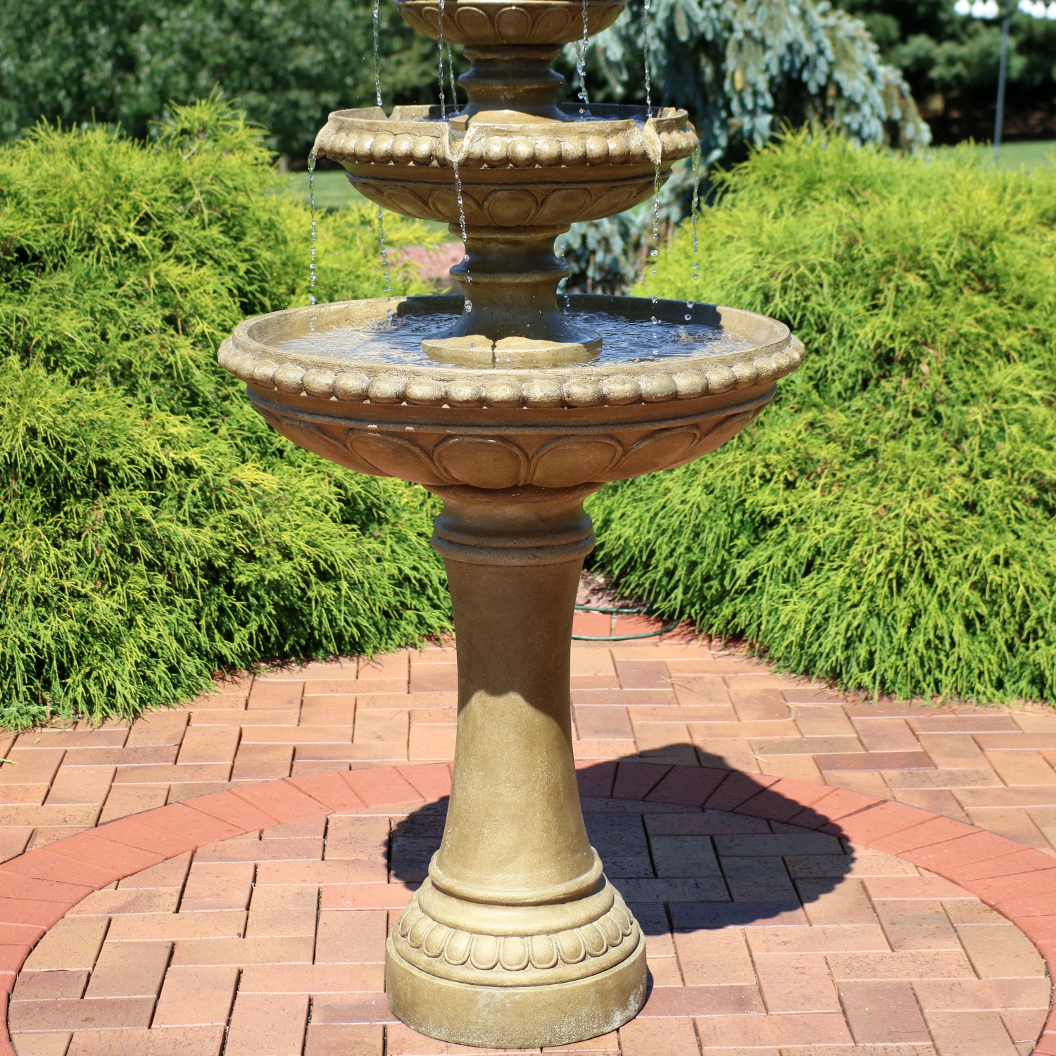 Sunnydaze Electric Eggshell Resin Outdoor 4-Tier Water Fountain
