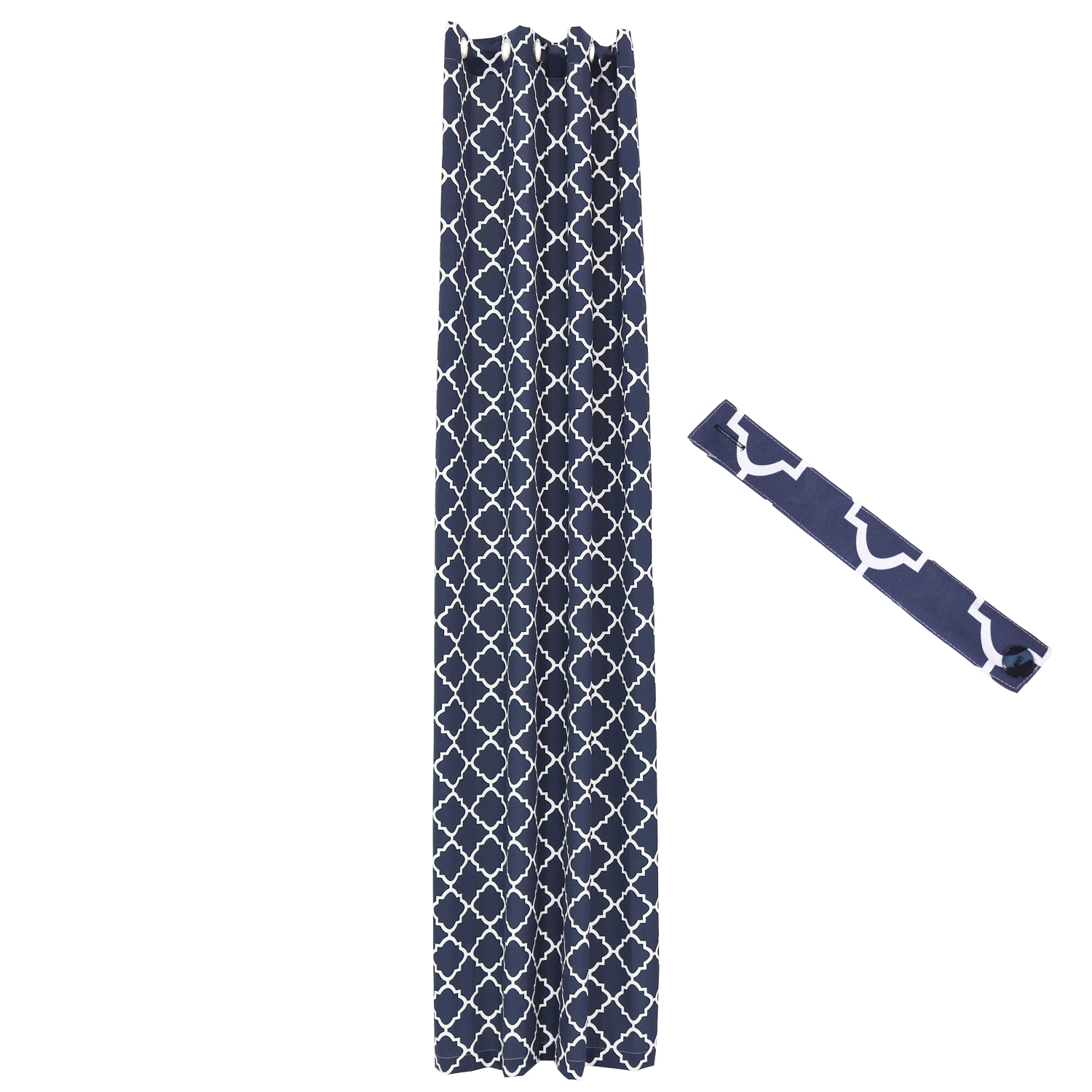 Panneau rideau intérieur/extérieur avec haut à œillet - 52 x 108 po - Quatrefoil bleu