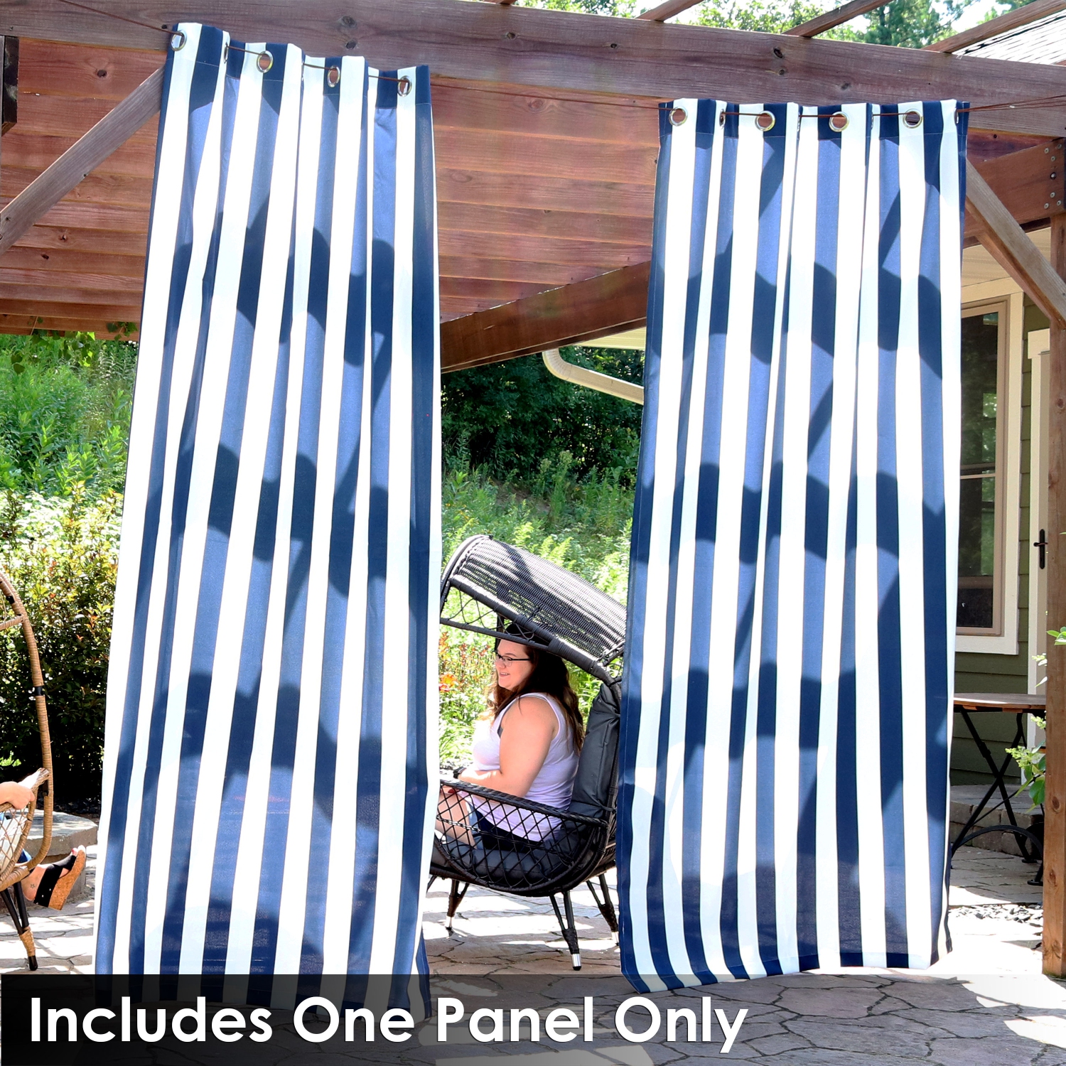 Sunnydaze Indoor/Outdoor Curtain Panel - Stripe - 52 in x 108 in