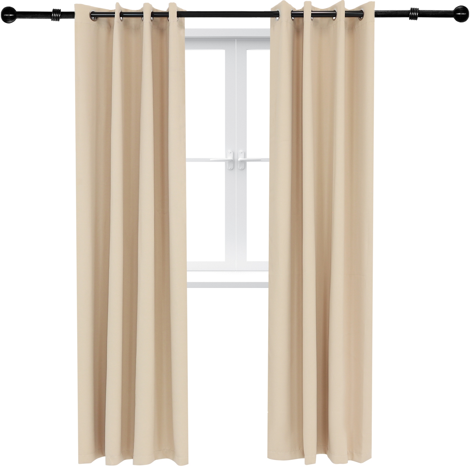 Sunnydaze Room Darkening Curtain Panel - Beige - 52 in x 96 in - Set of 2