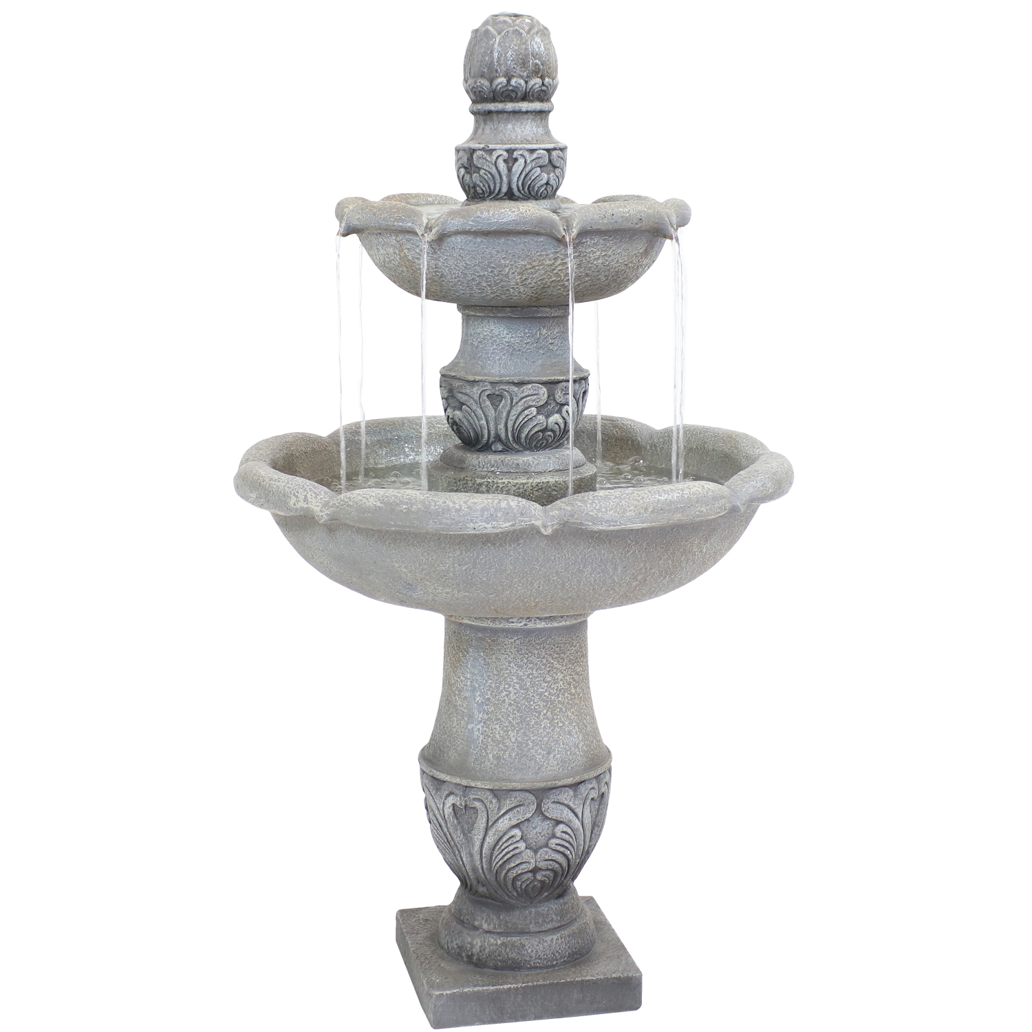 Sunnydaze French Garden Reinforced Concrete Outdoor 2-Tier Water Fountain