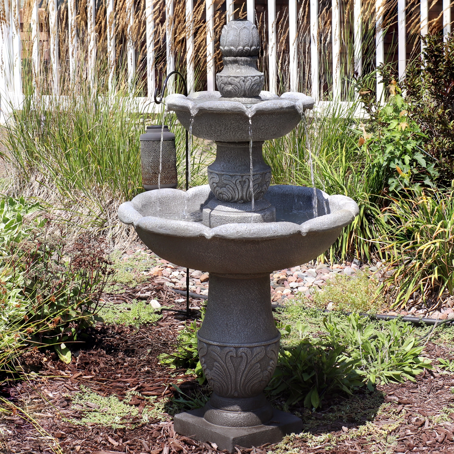 Sunnydaze French Garden Reinforced Concrete Outdoor 2-Tier Water Fountain