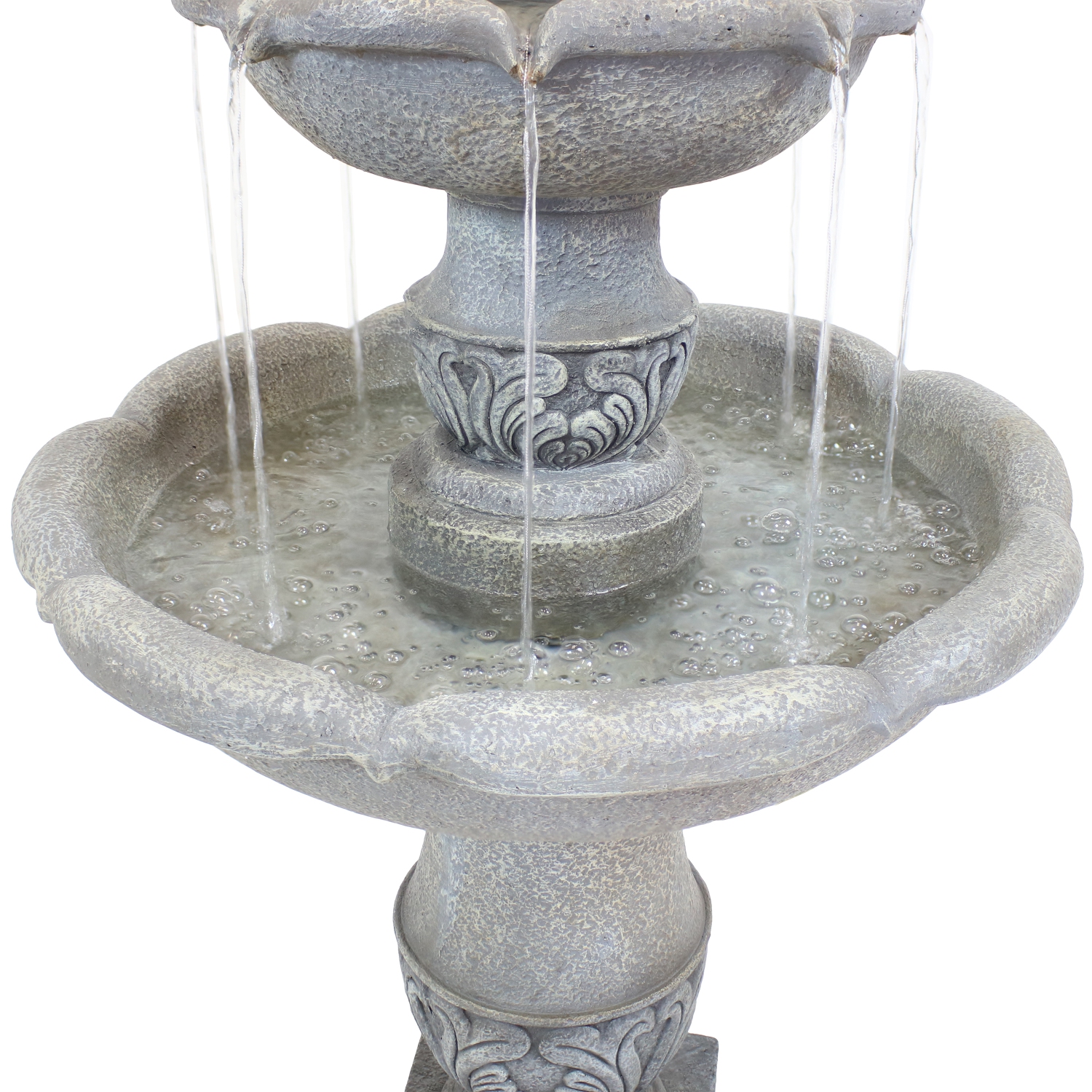 Sunnydaze French Garden Reinforced Concrete Outdoor 2-Tier Water Fountain