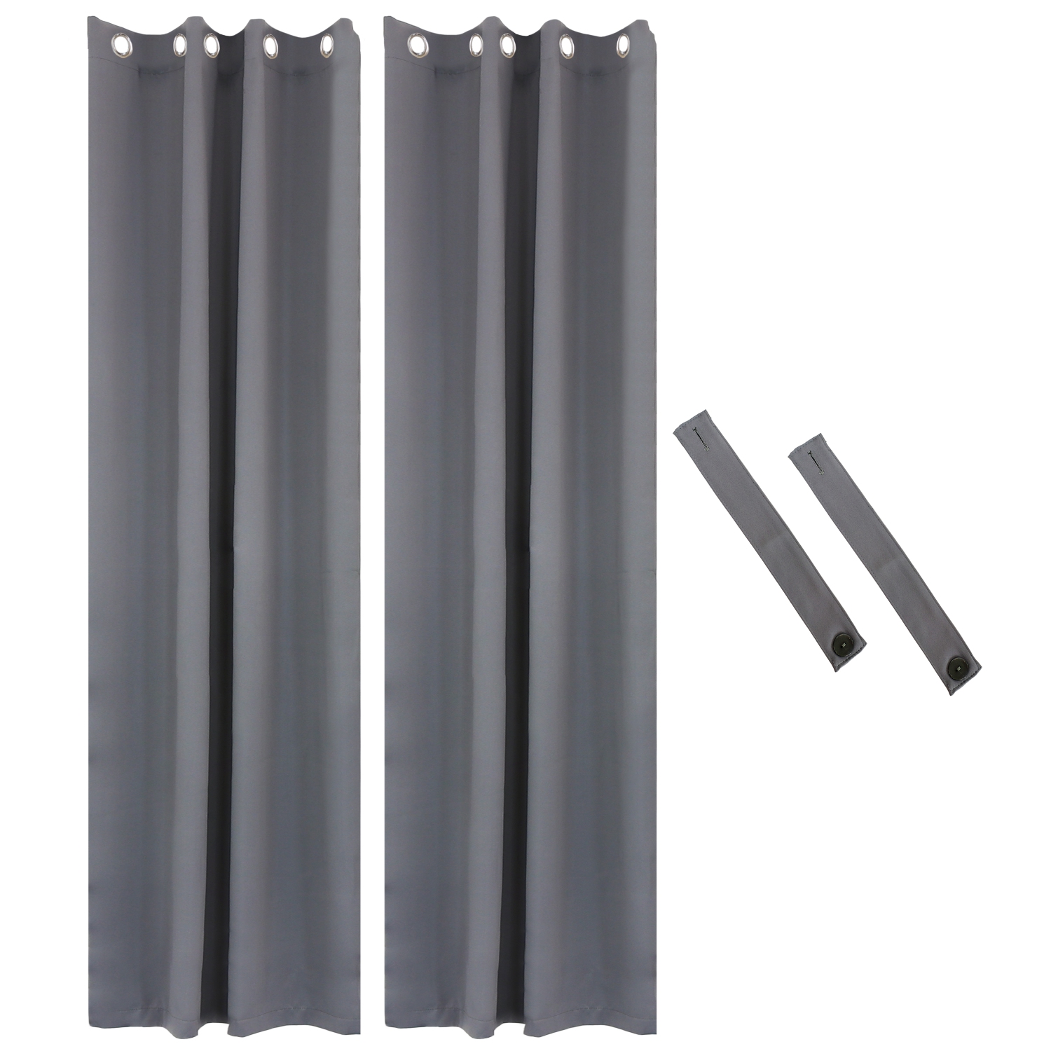 Sunnydaze Outdoor Blackout Curtain Panel - Gray - 52 in x 108 in - Set of 2