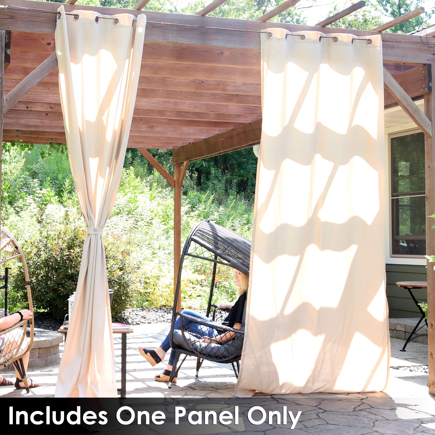 Sunnydaze Indoor/Outdoor Curtain Panel - Beige - 52 in x 120 in