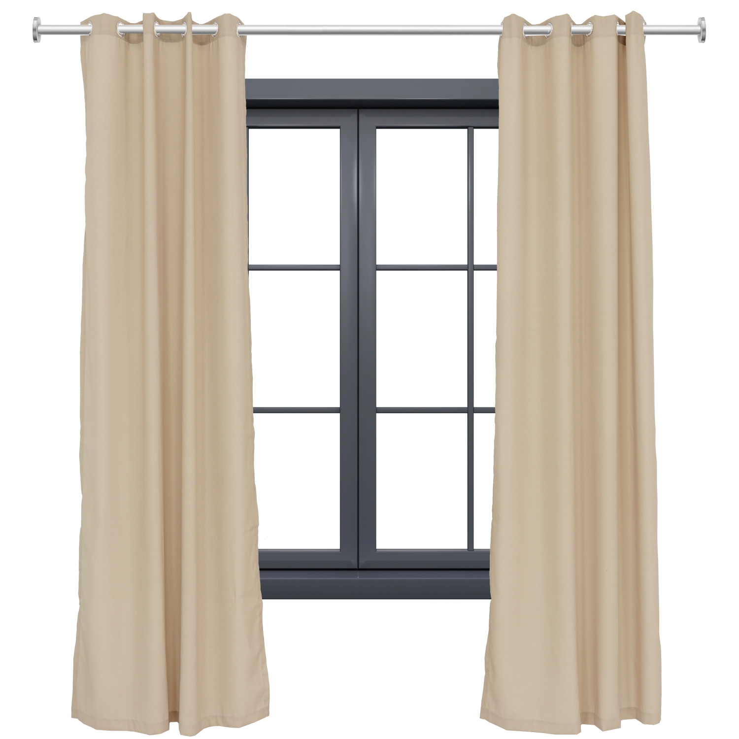 Sunnydaze Indoor/Outdoor Curtain Panel - Beige - 52 in x 120 in - Set of 2