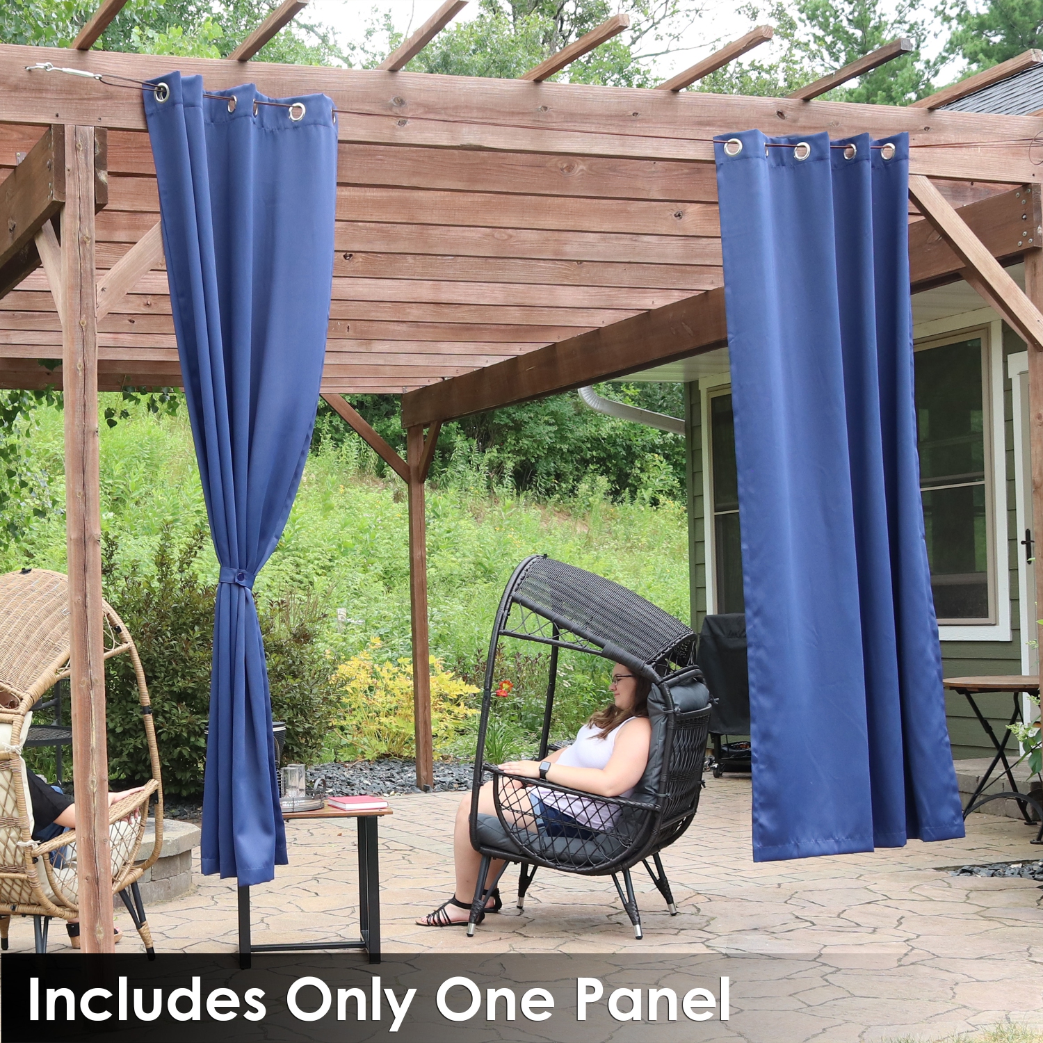 Sunnydaze Outdoor Blackout Curtain Panel - Blue - 52 in x 96 in