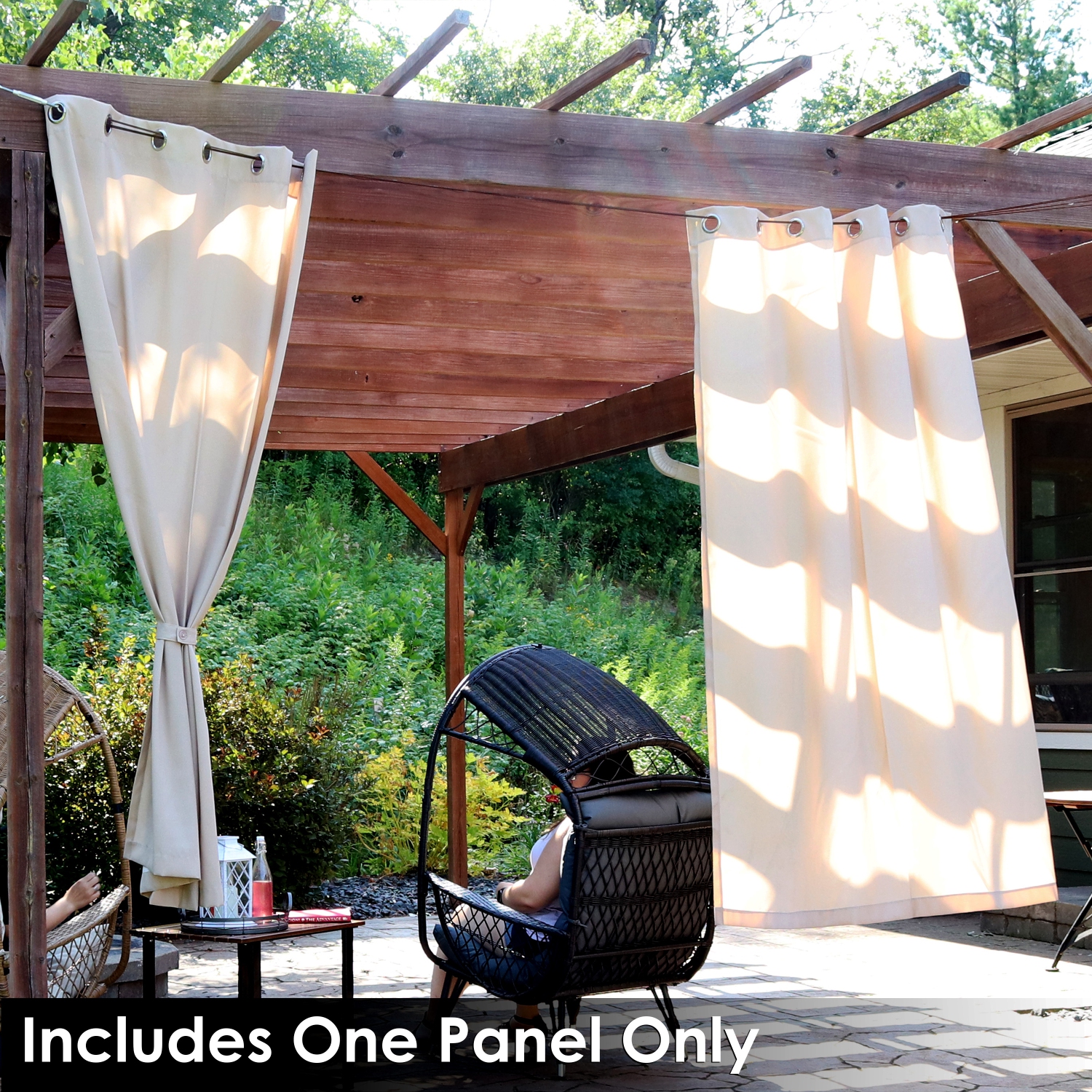 Sunnydaze Simple Outdoor Curtain Panel - Beige - 52 in x 84 in