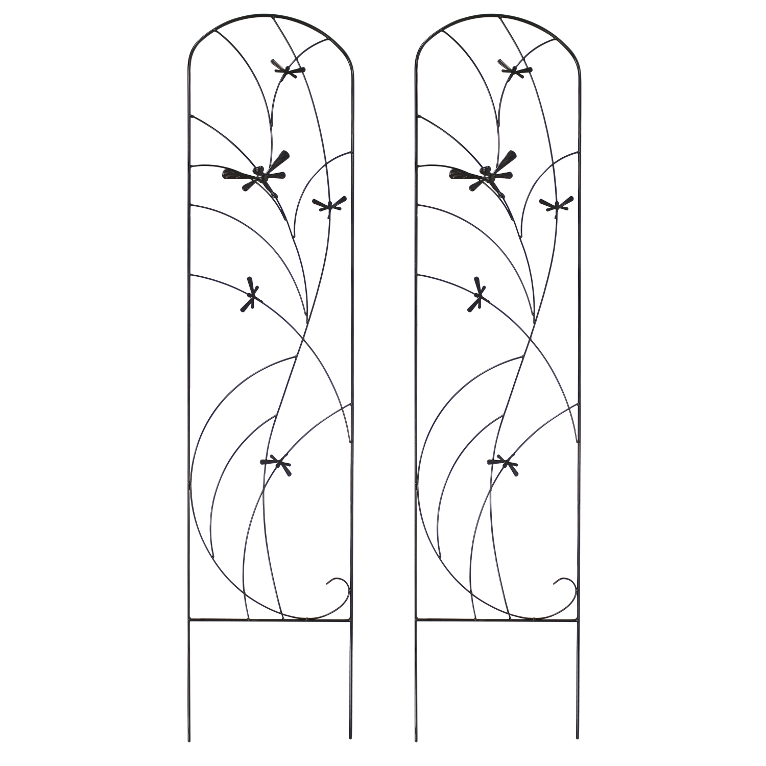 Sunnydaze 55 in Steel Dragonfly Delight Garden Plant Trellis - Set of 2