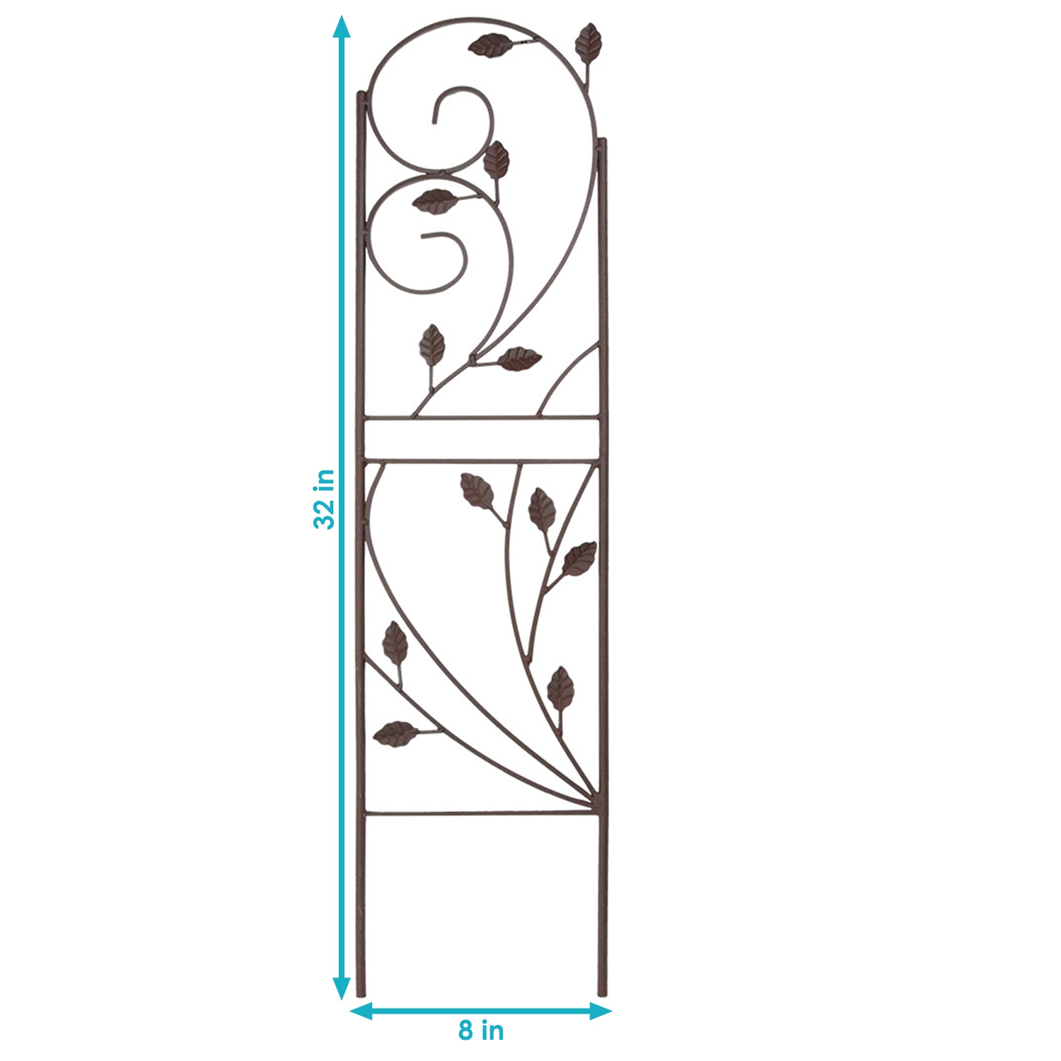 Sunnydaze 32 in Brown Steel Wire Swirl Leaf Garden Plant Trellis - Set of 2