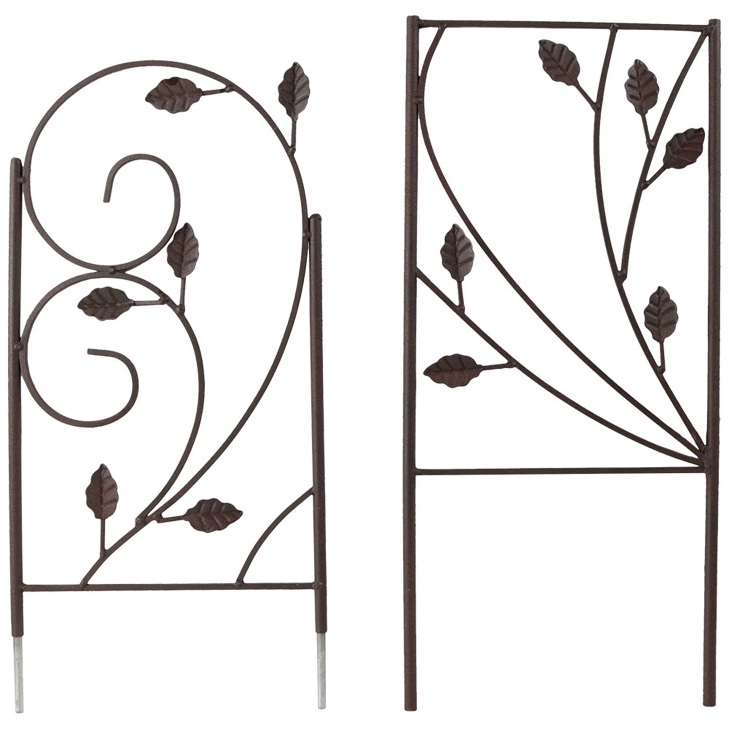 Sunnydaze 32 in Brown Steel Wire Swirl Leaf Garden Plant Trellis - Set of 2