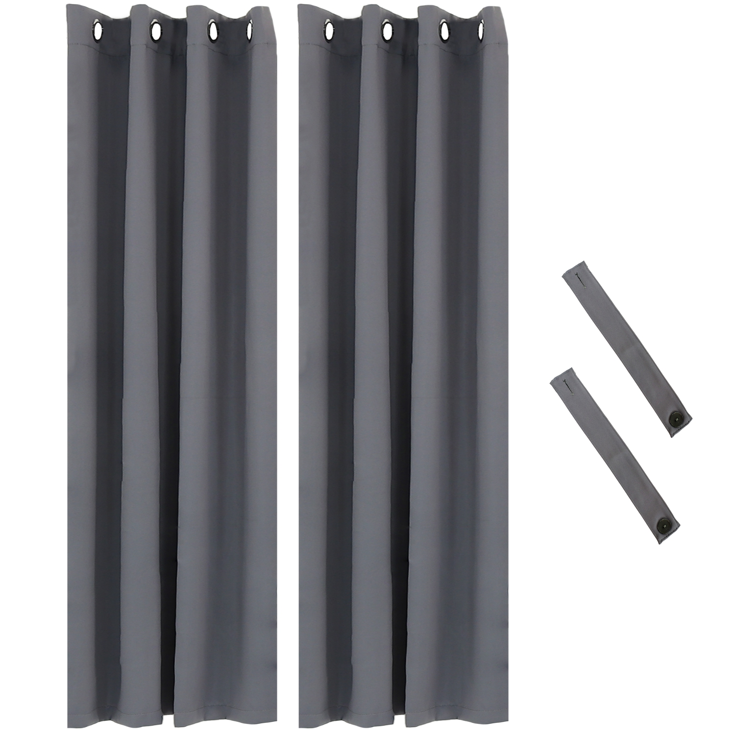Sunnydaze Outdoor Blackout Curtain Panel - Gray - 52 in x 84 in - Set of 2