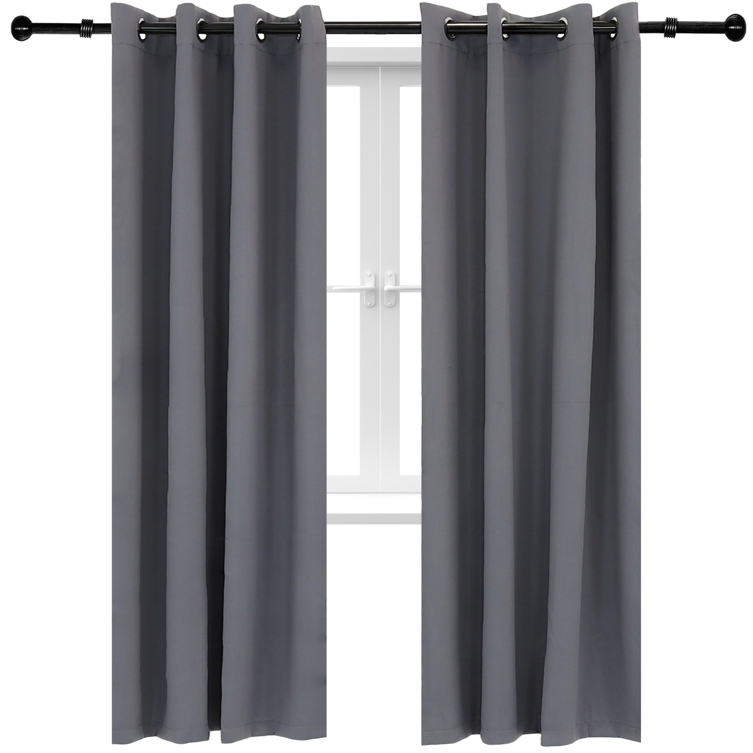 Sunnydaze Outdoor Blackout Curtain Panel - Gray - 52 in x 84 in - Set of 2