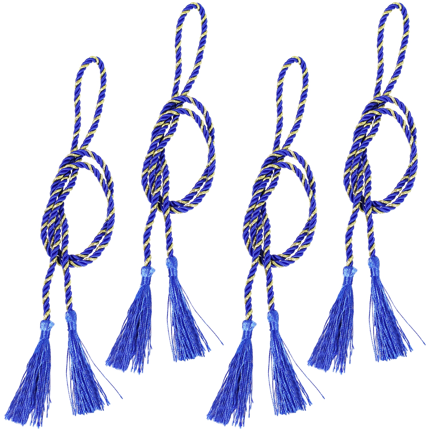 Sunnydaze Indoor/Outdoor Rope Curtain Tiebacks - Blue - Set of 4