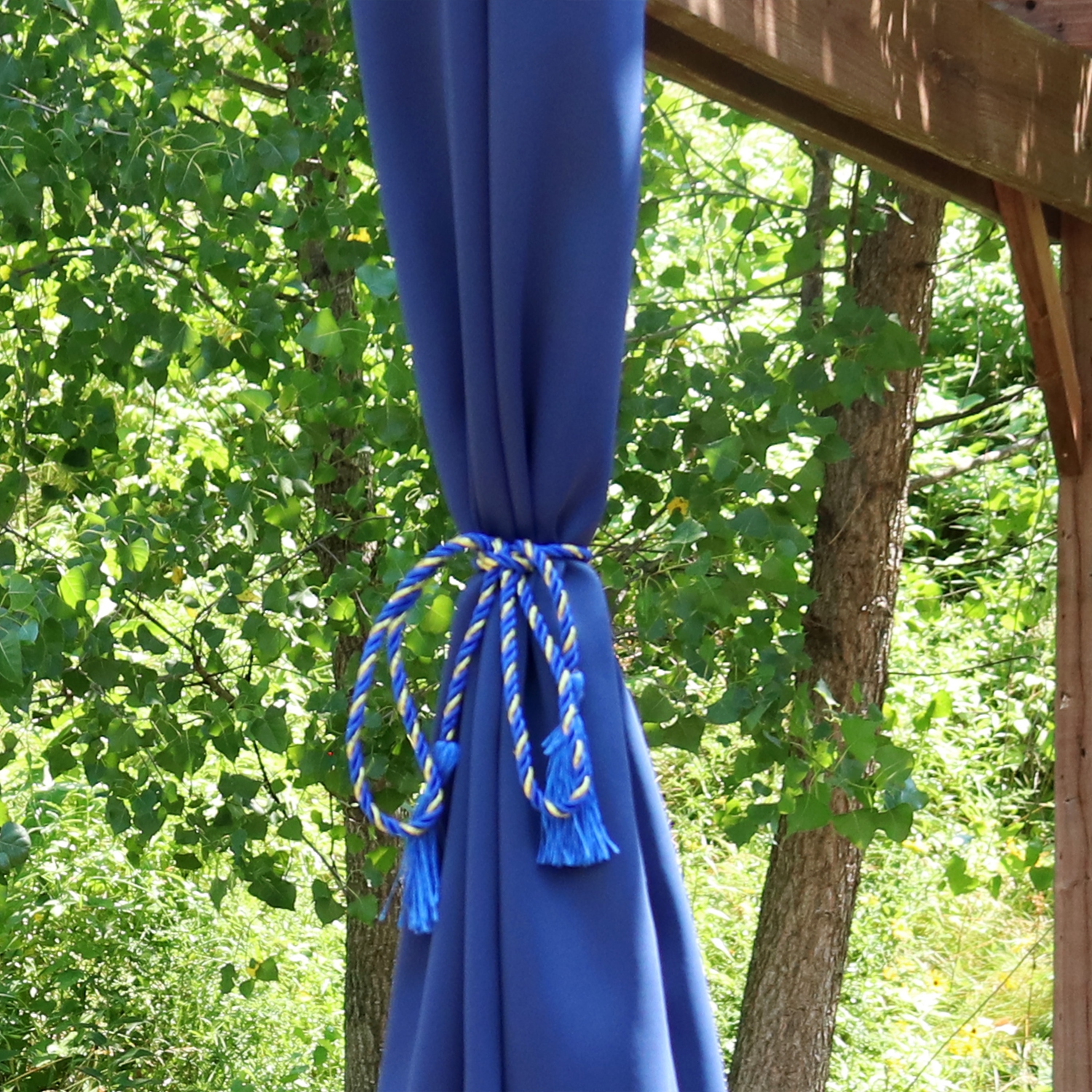 Sunnydaze Indoor/Outdoor Rope Curtain Tiebacks - Blue - Set of 4