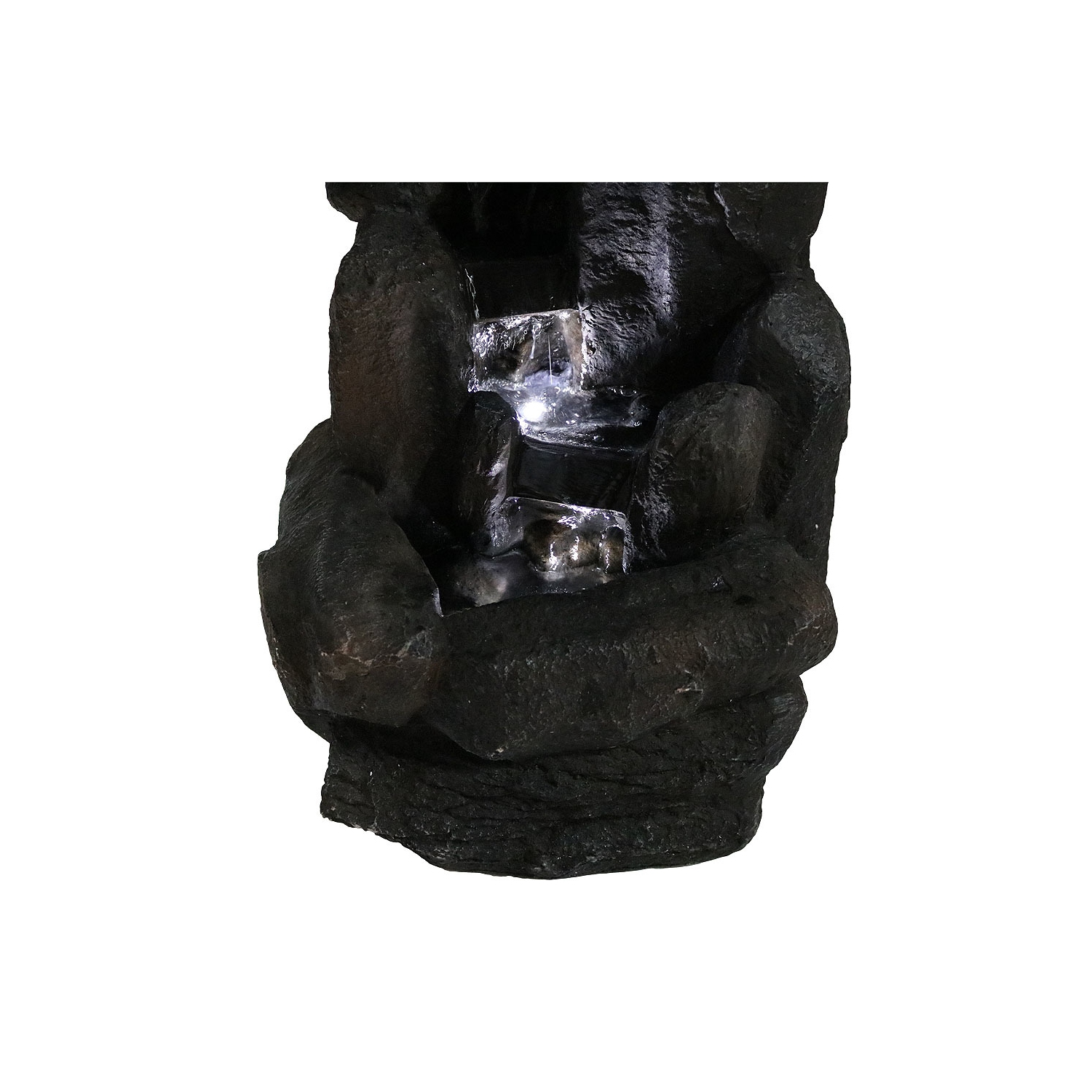 Sunnydaze Polyresin Rock Falls Solar Water Fountain with Battery - 22 in