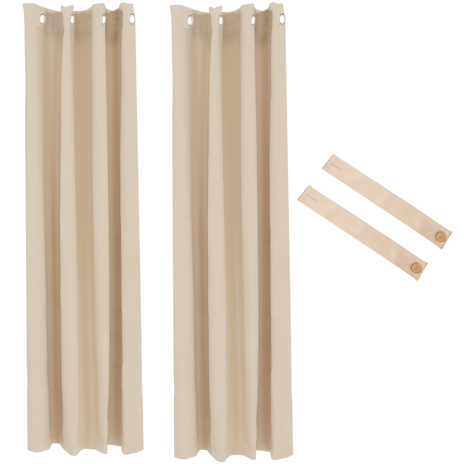 2 panneaux de rideaux à œillet d’intérieur et d’extérieur – 52 x 84 po - beige