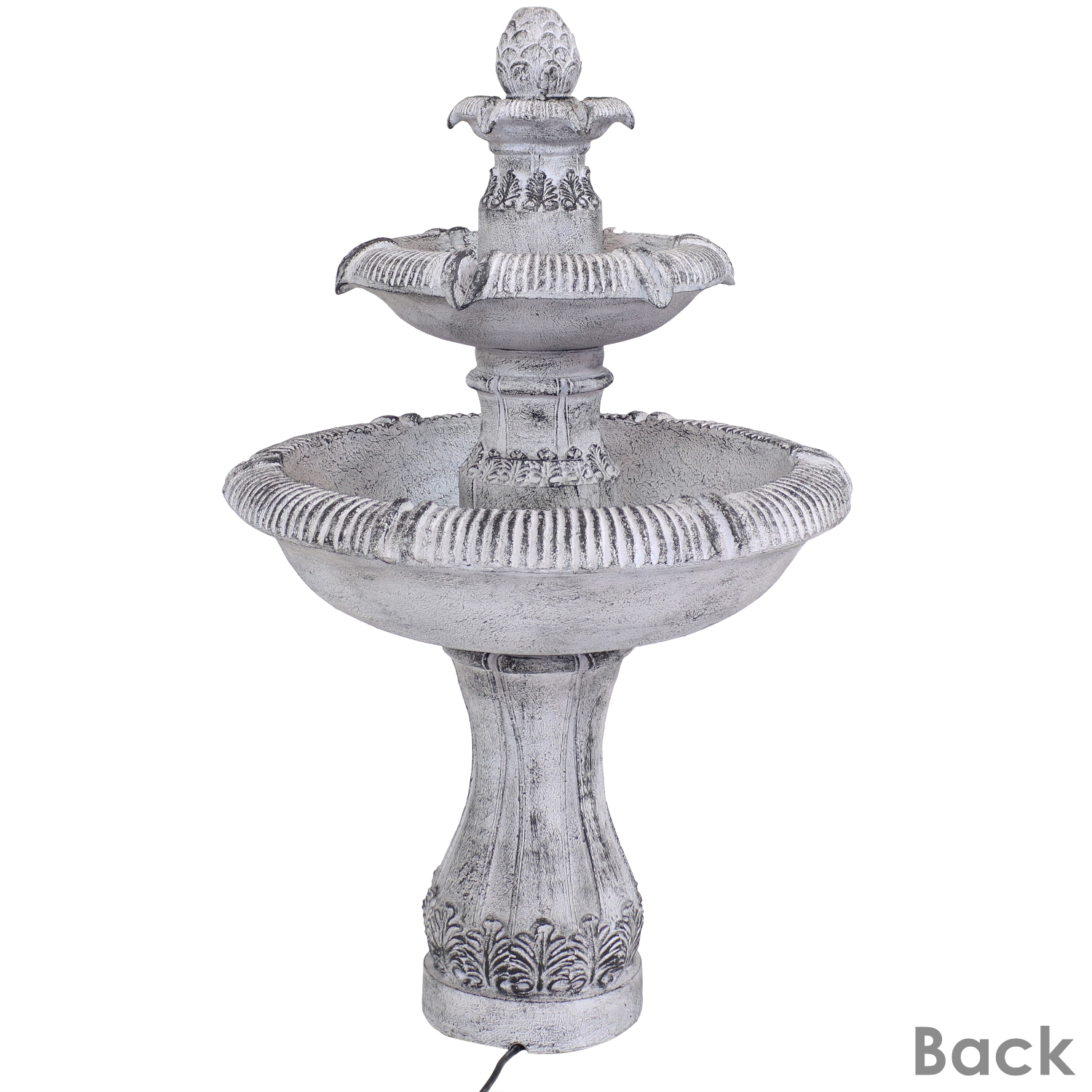 Fontaine d’eau extérieure à 3 niveaux d’inspiration méditerranéenne Sunnydaze - Gris