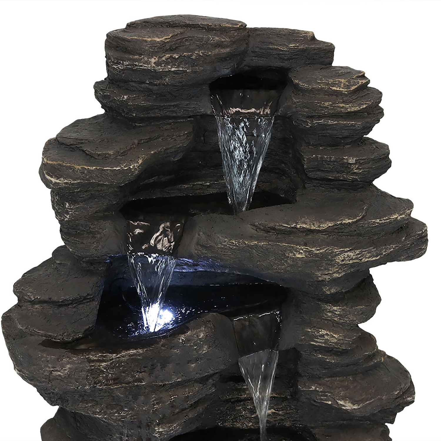 Sunnydaze Rock Falls Electric Waterfall Fountain with LED Lights - 39 in