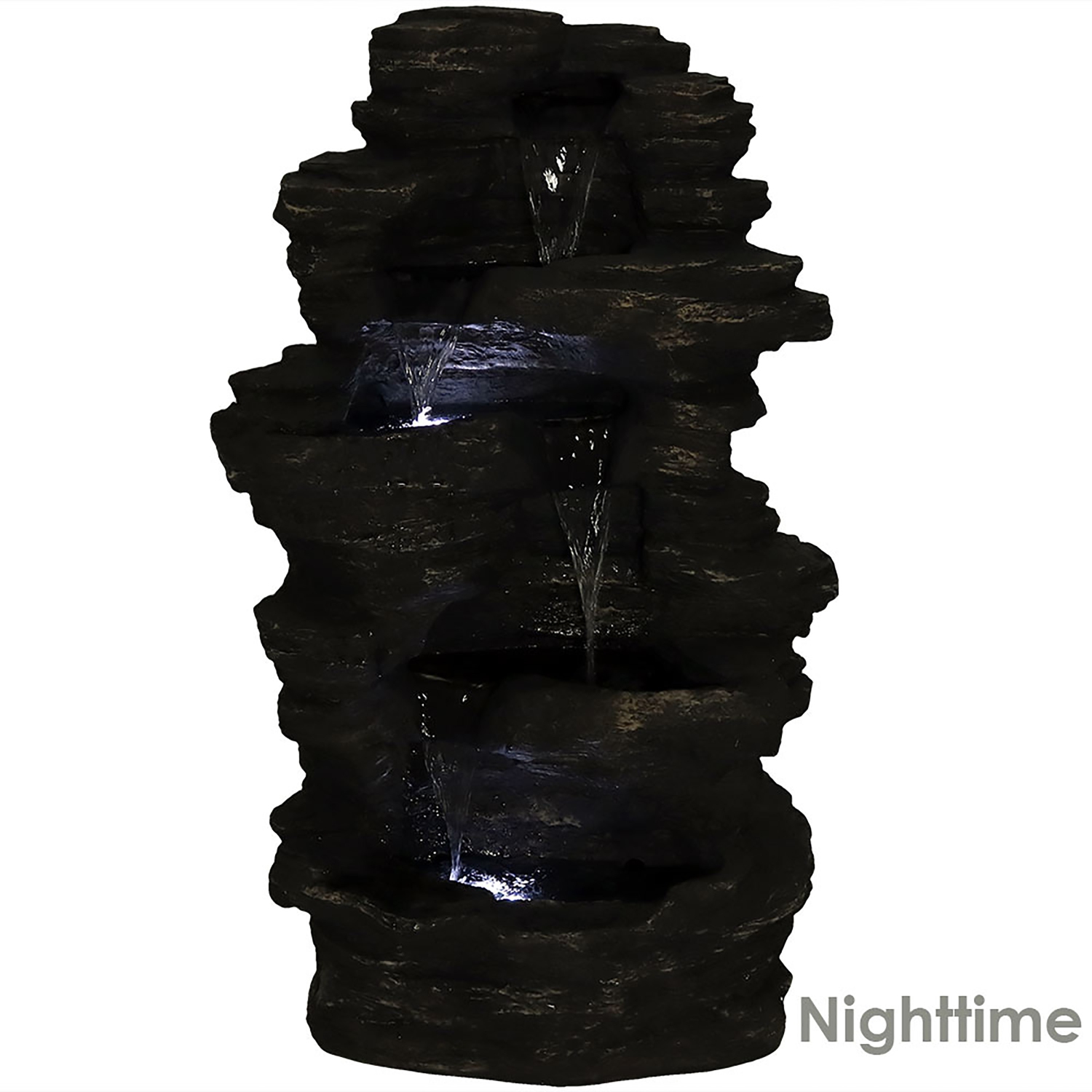 Sunnydaze Rock Falls Electric Waterfall Fountain with LED Lights - 39 in