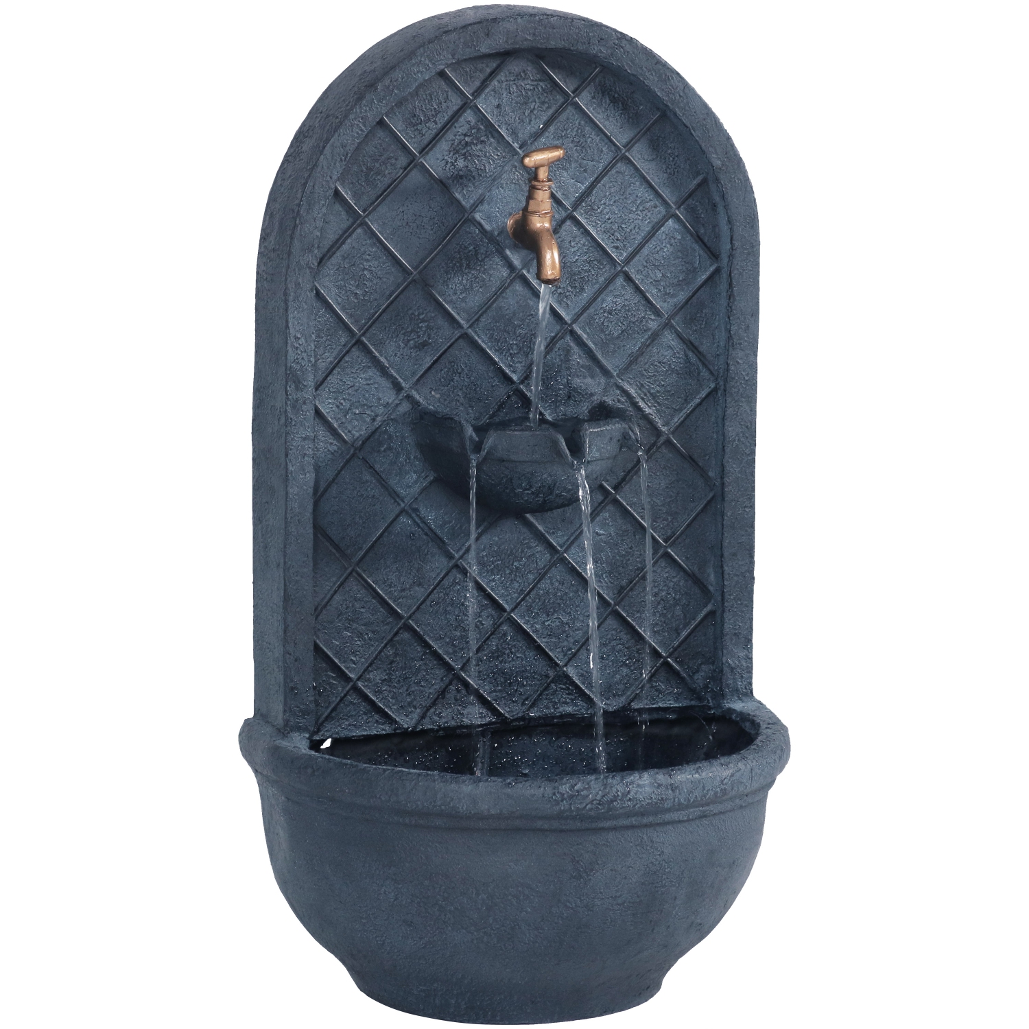 Sunnydaze Messina Polystone Outdoor Wall Fountain - Lead
