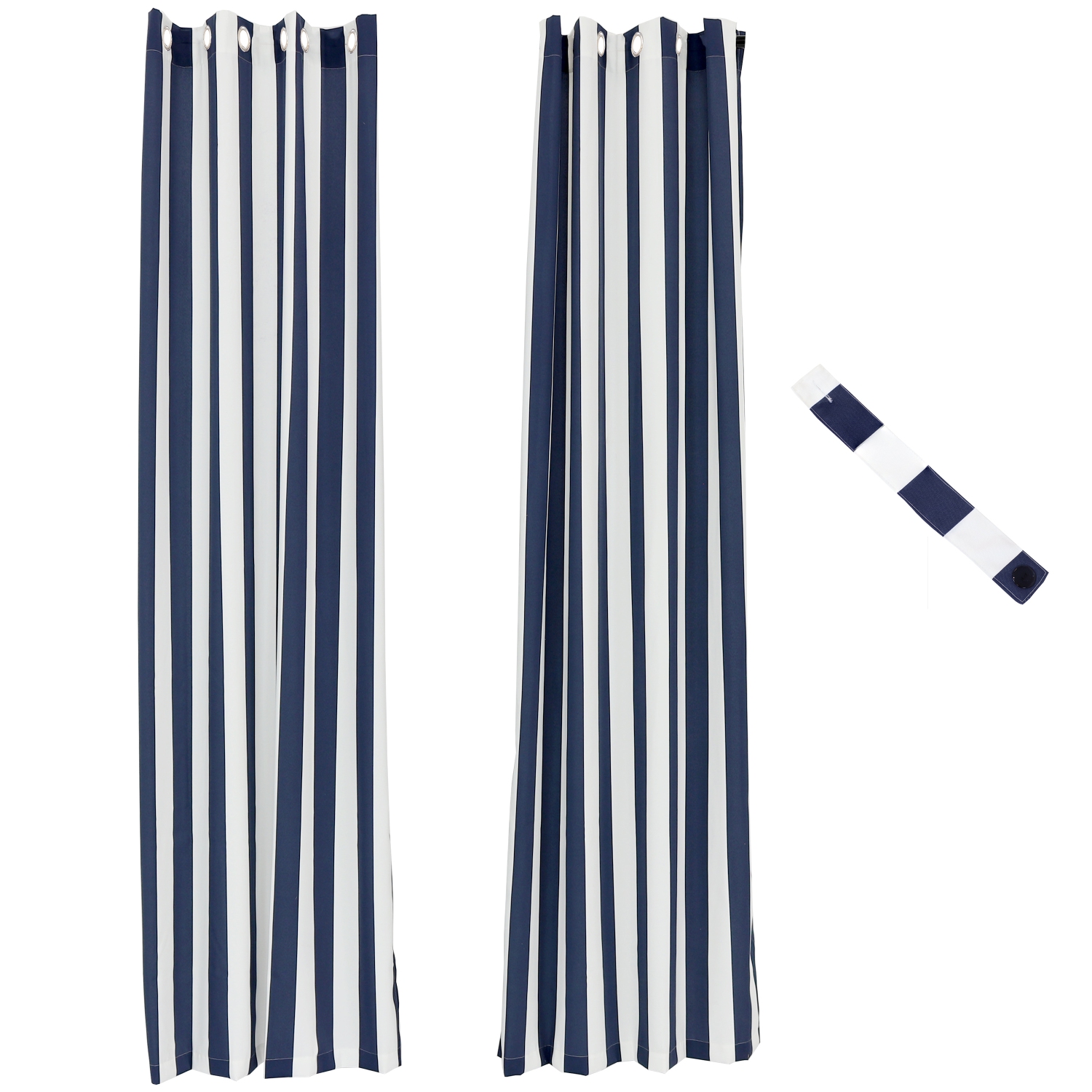Sunnydaze Indoor/Outdoor Curtain Panel - Stripe - 52 in x 108 in - Set of 2