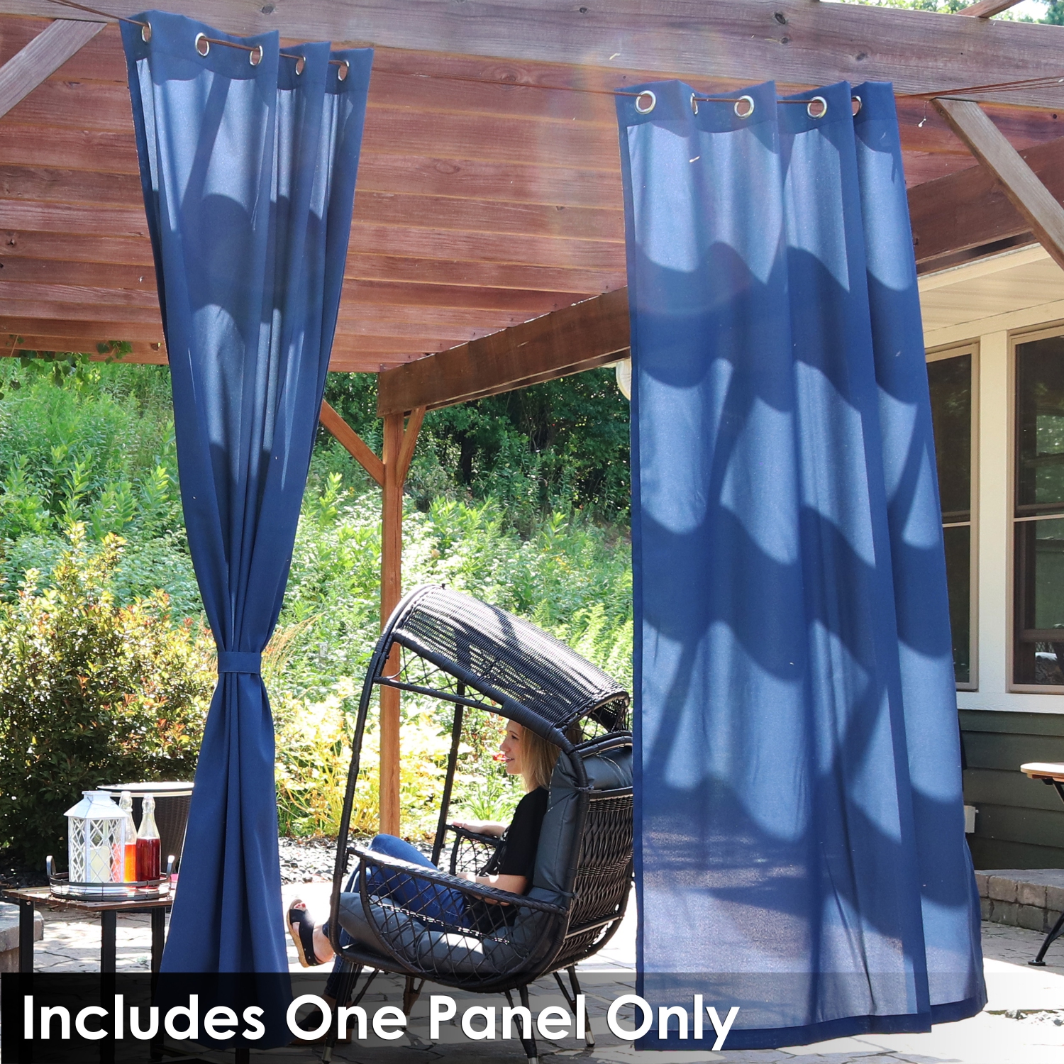 Sunnydaze Modern Outdoor Curtain Panel - Blue - 52 in x 96 in