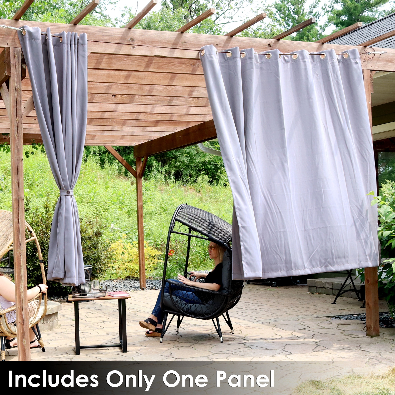 Panneau de rideau d'extérieur Sunnydaze, gris, 100 x 84 po