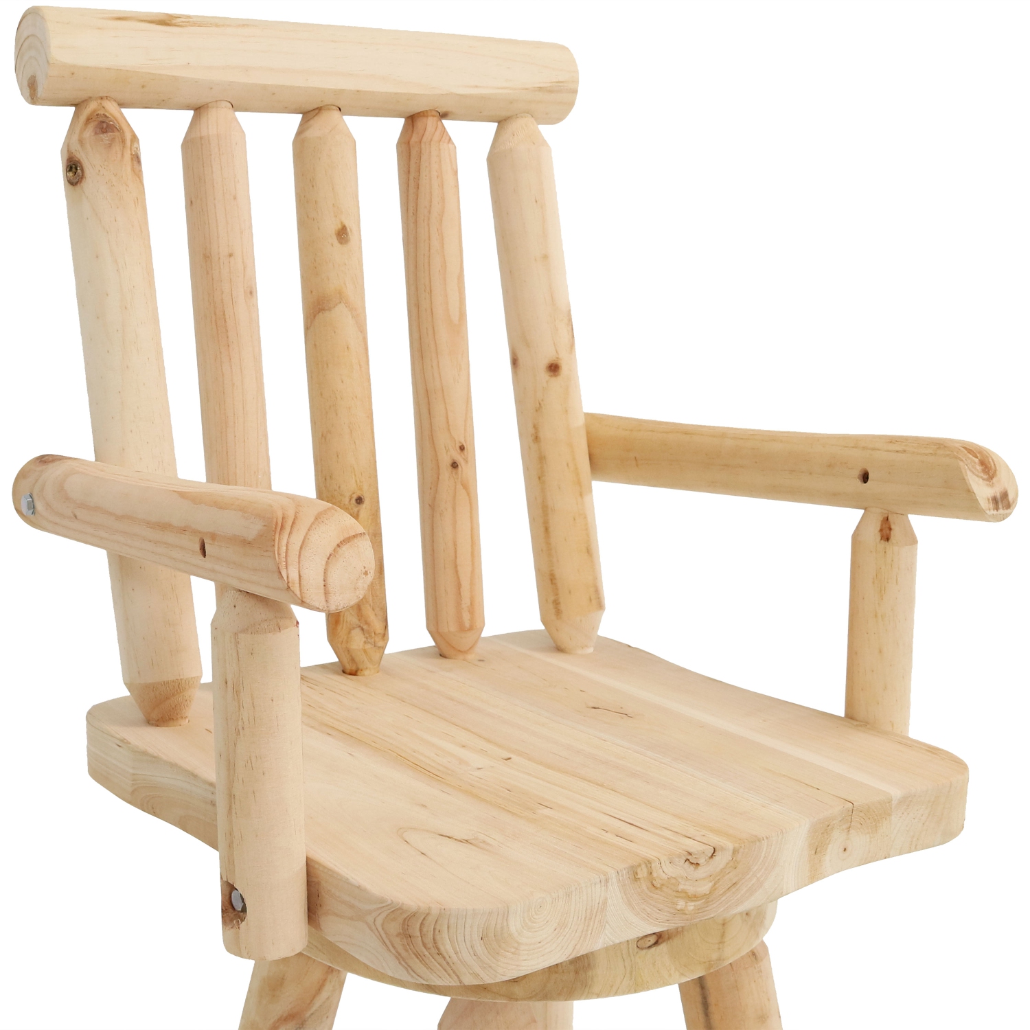 Sunnydaze Rustic Log Style Unfinished Fir Wood Indoor Bar Stool | Best ...