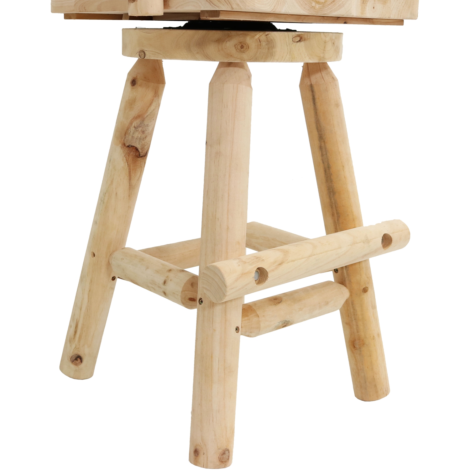 Sunnydaze Rustic Log Style Unfinished Fir Wood Indoor Bar Stool | Best ...
