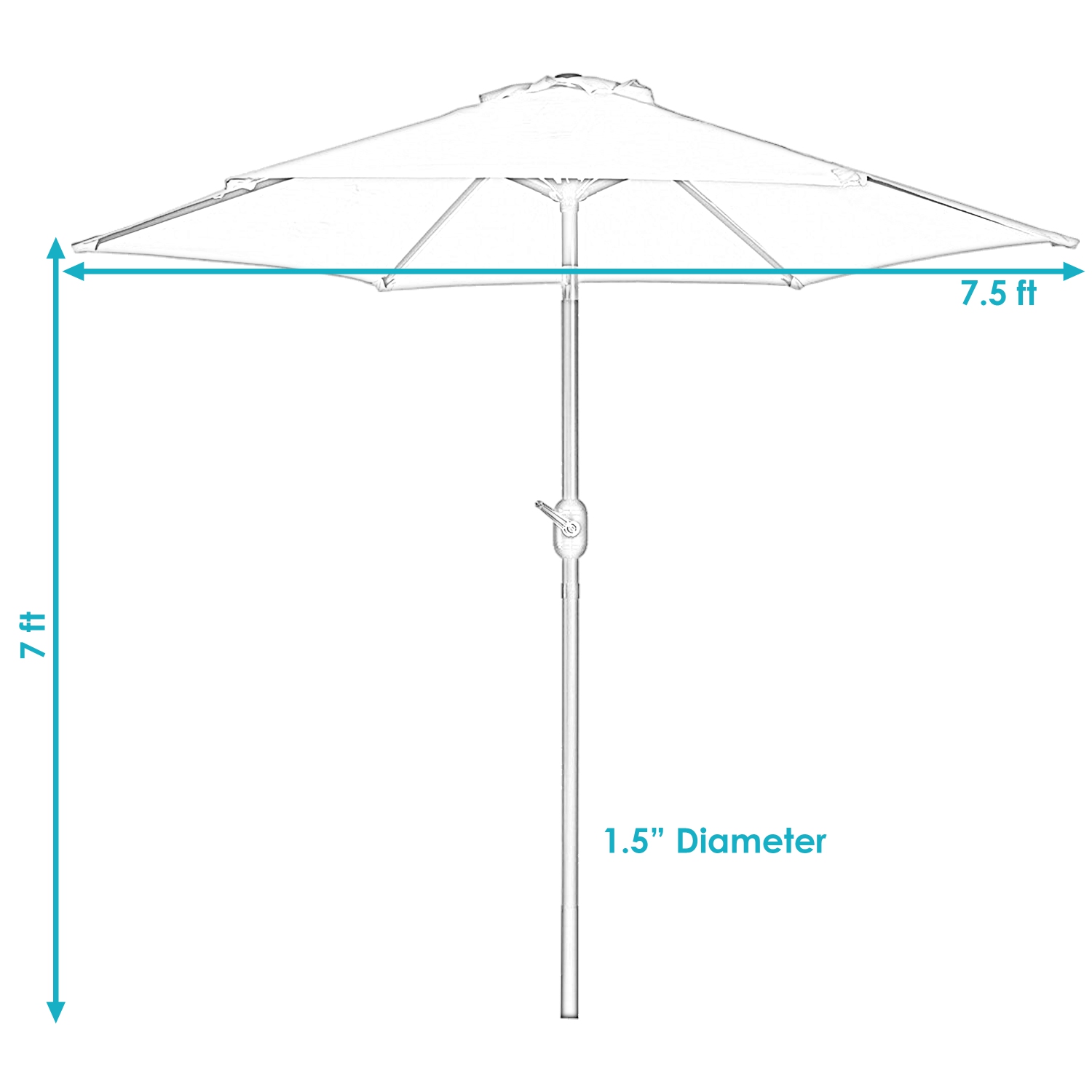 Parasol de patio en aluminium de 7.5 pi avec manivelle et inclinaison de Sunnydaze - Beige