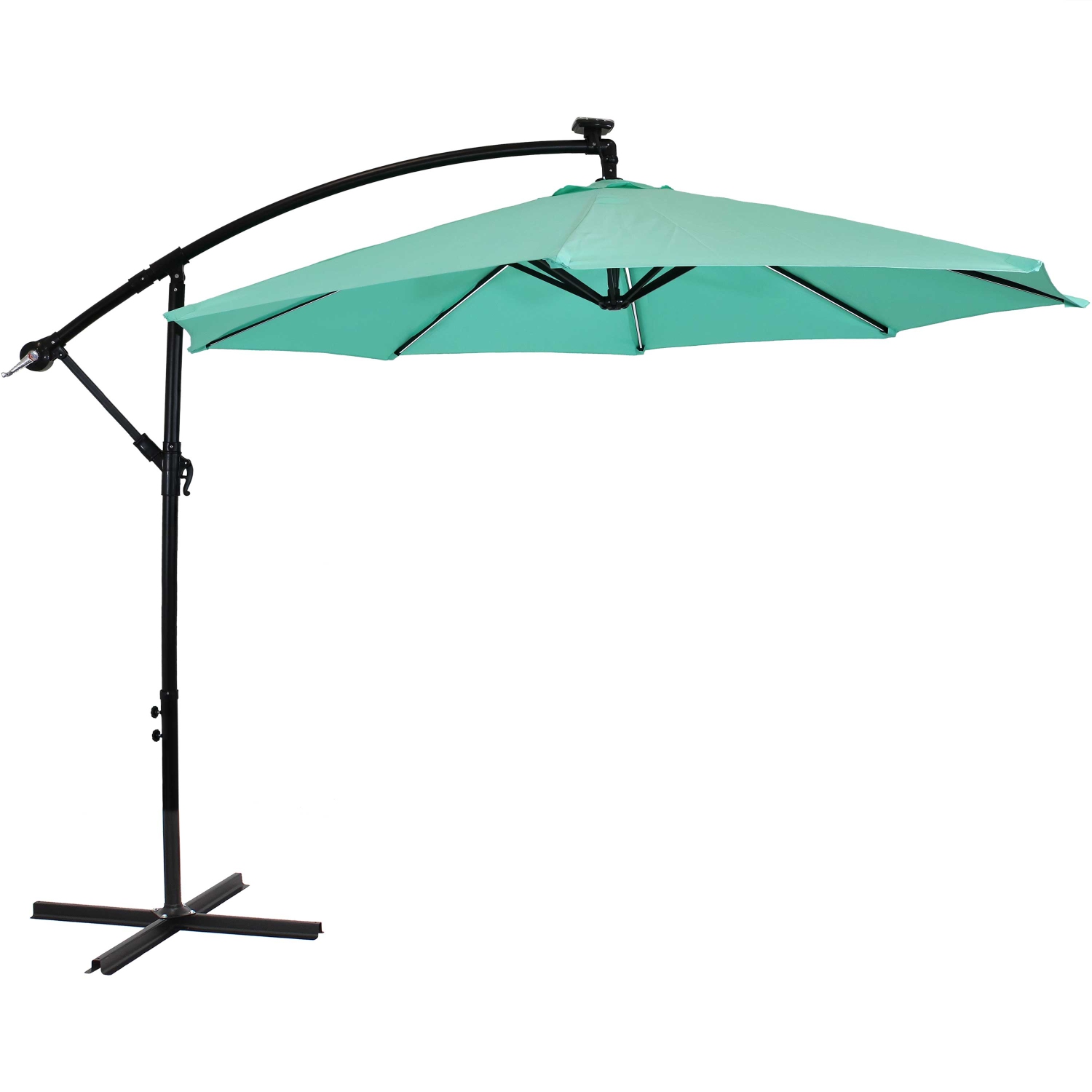 Sunnydaze 9.5 ft Solar Cantilever Offset Patio Umbrella - Seafoam