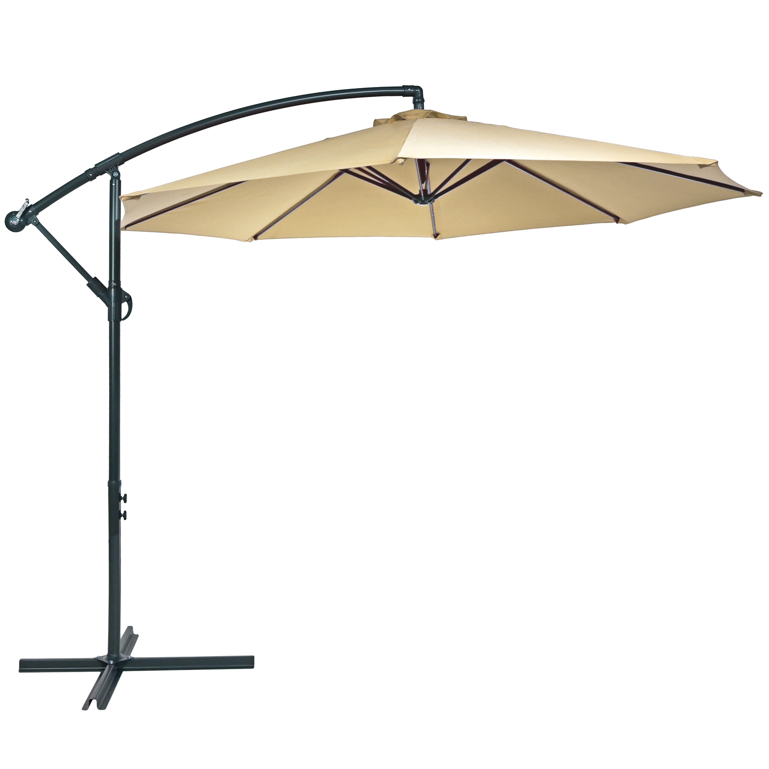 Sunnydaze 10 ft Cantilever Offset Steel Patio Umbrella with Crank - Beige