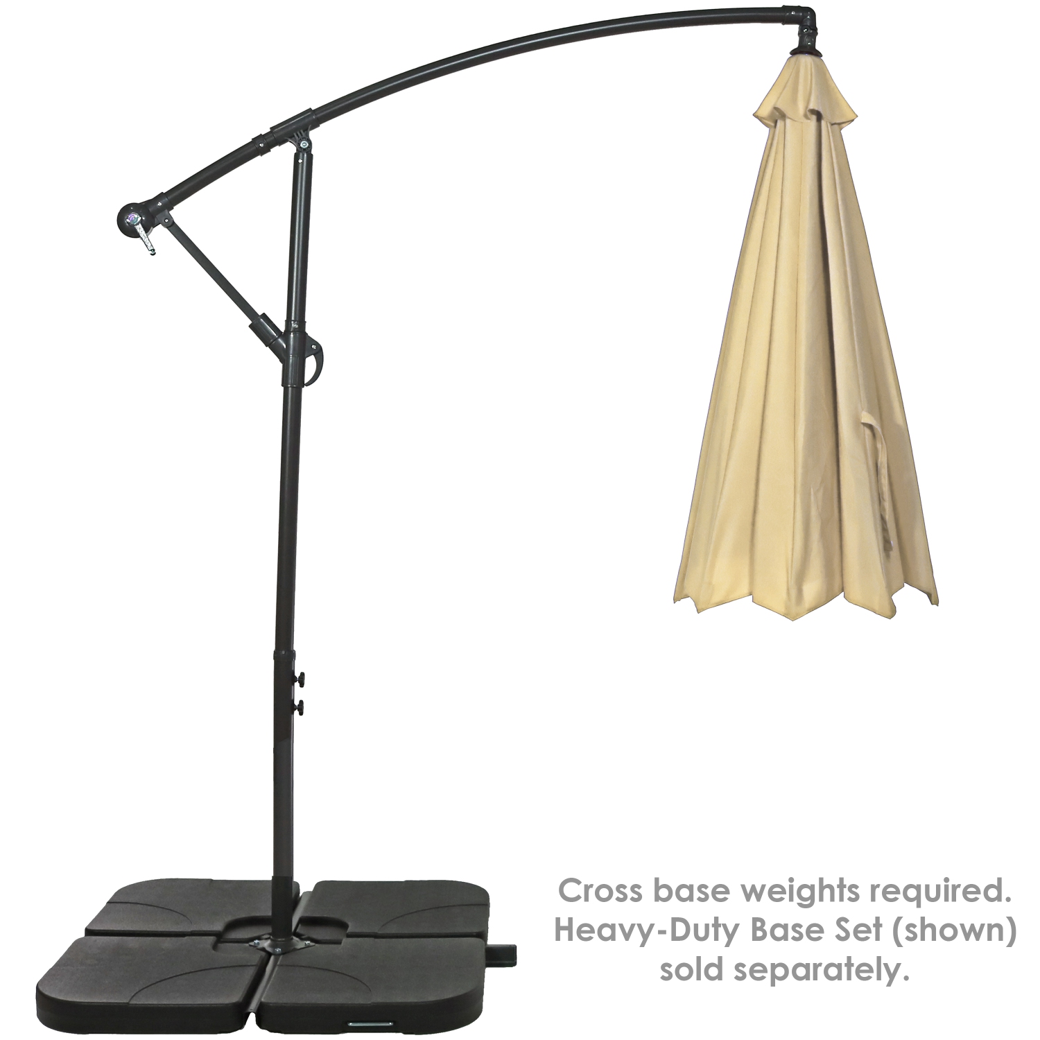 Sunnydaze 10 ft Cantilever Offset Steel Patio Umbrella with Crank - Beige