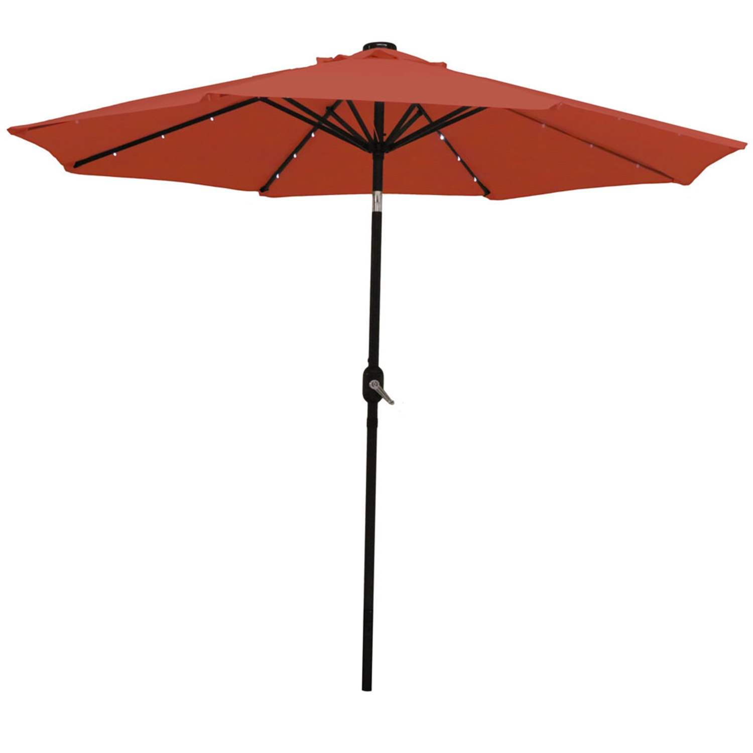 Sunnydaze 9 ft Solar Aluminum Patio Umbrella with Tilt and Crank - Orange