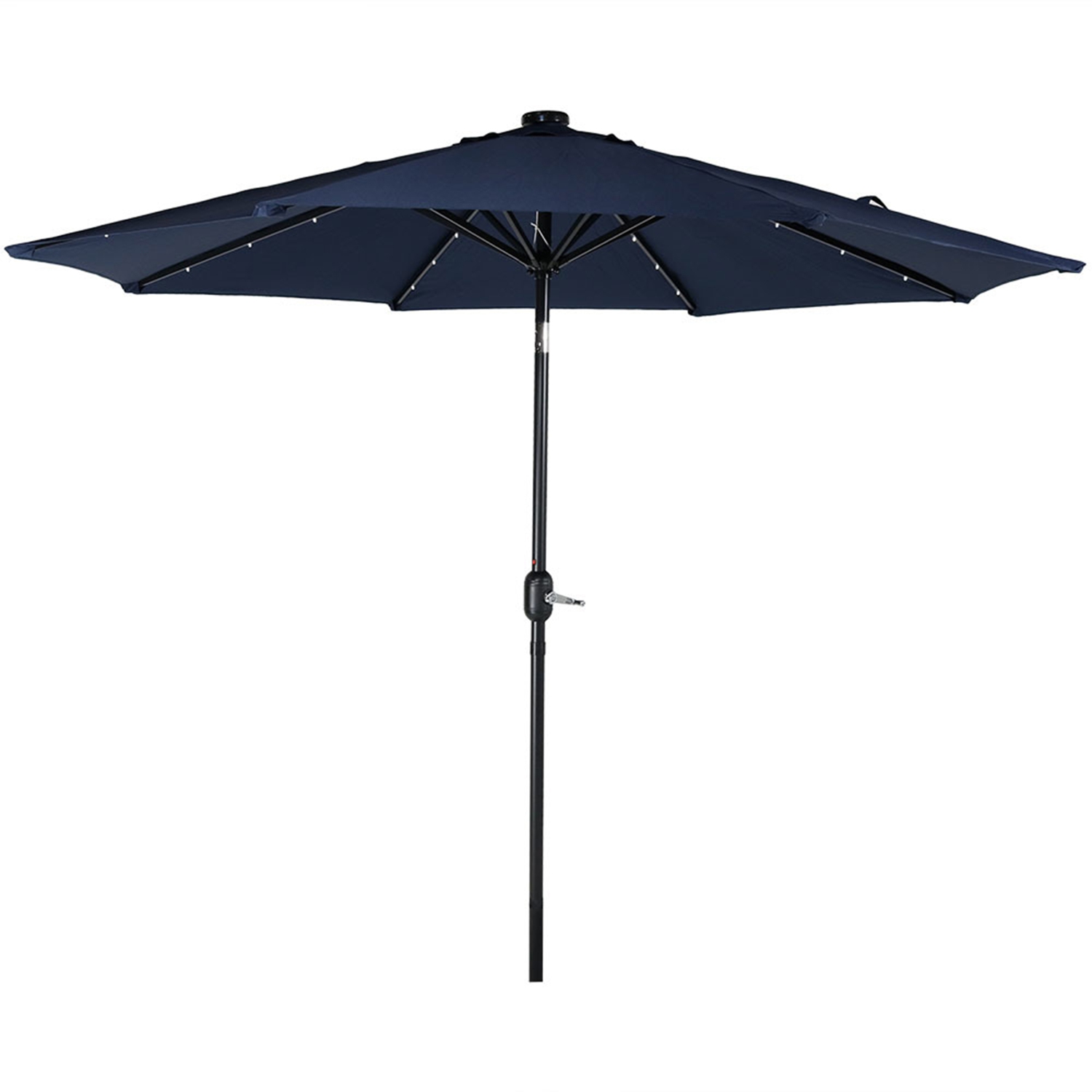 Sunnydaze 9 ft Solar Aluminum Patio Umbrella with Tilt and Crank - Navy